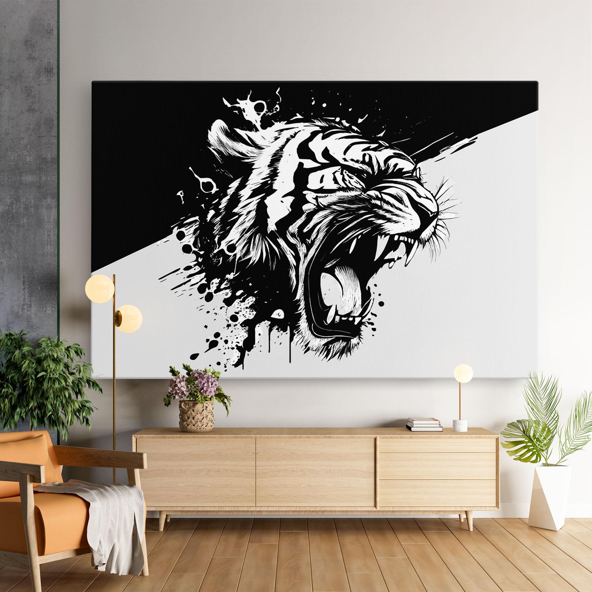 Leinwandbild Black Grey Tiger mockup 9