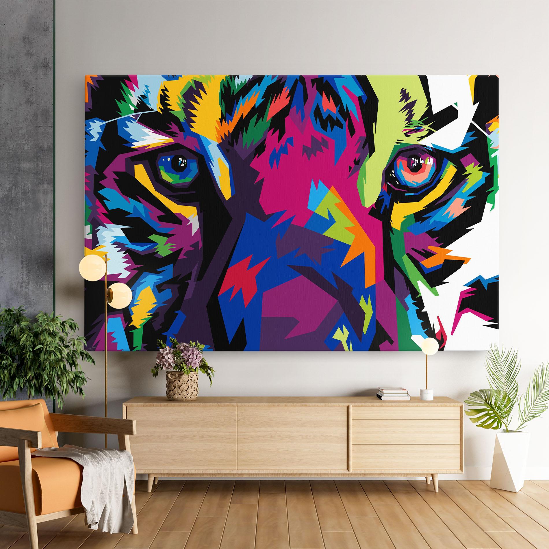 Leinwandbild Colourul Tiger Eyes mockup 9