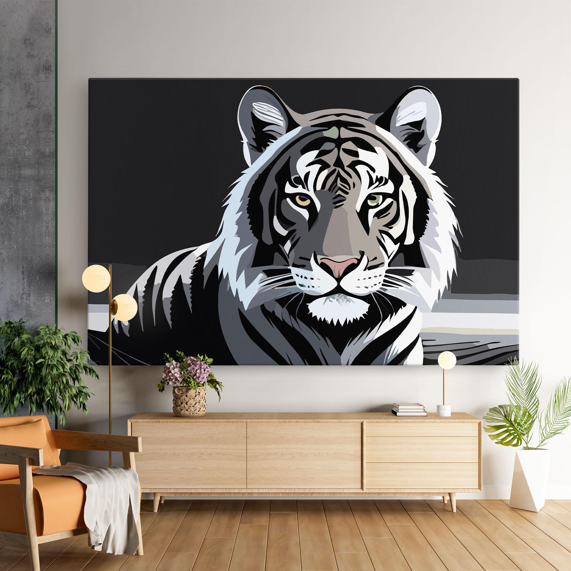 Leinwandbild White Grey Tiger mockup 9