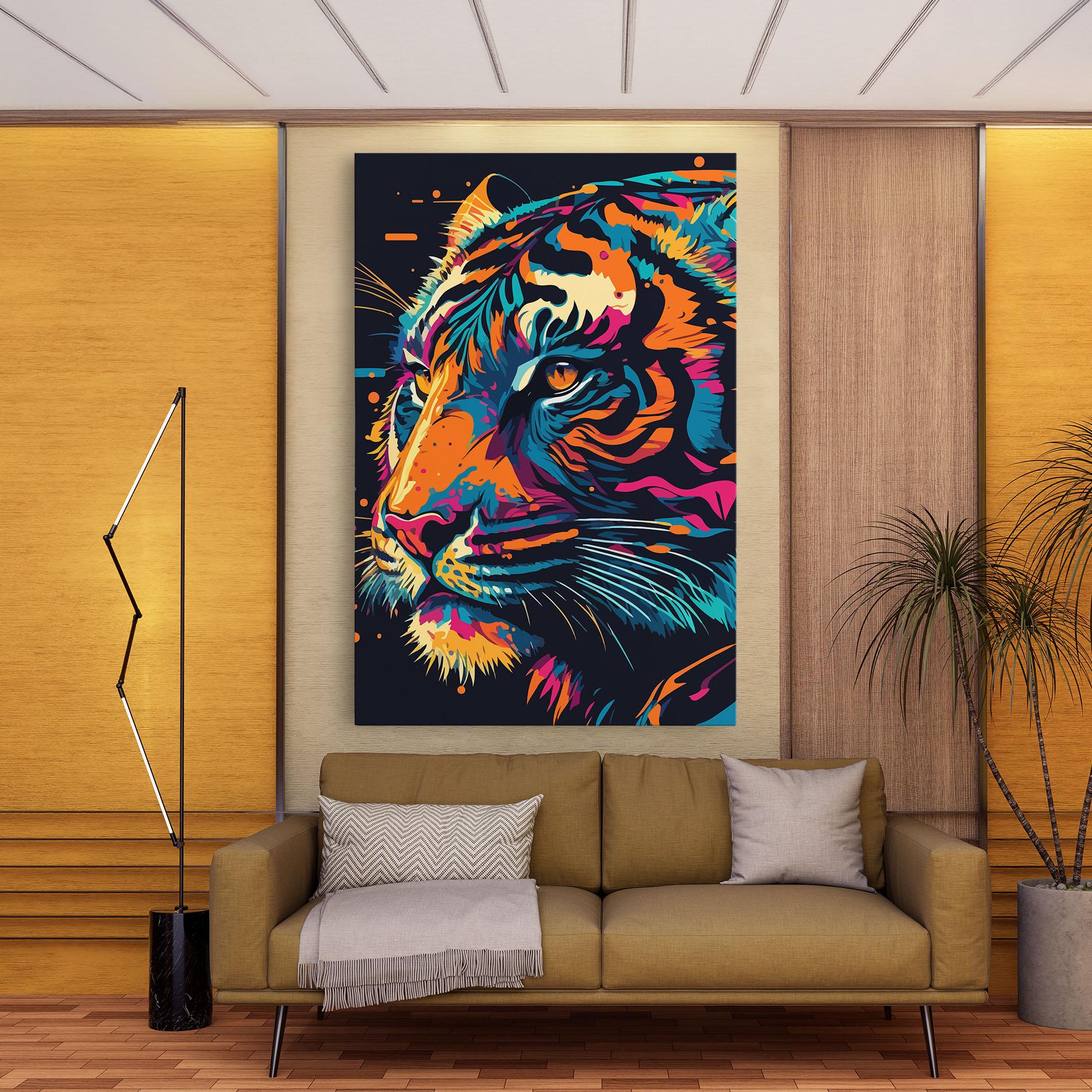 Leinwandbild Colorful Tiger mockup 9