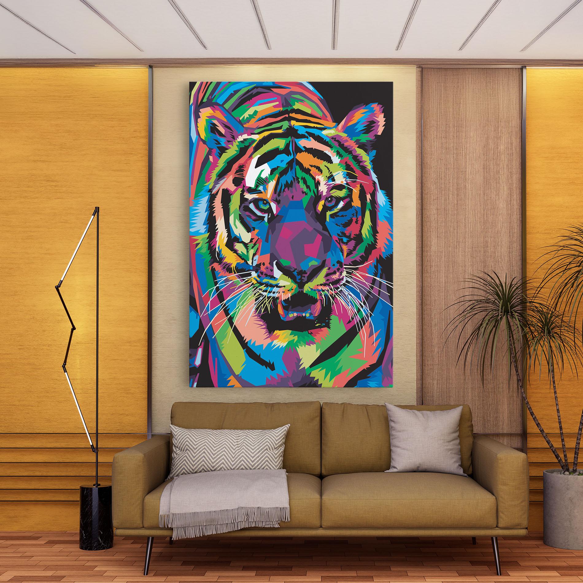 Leinwandbild Mix Color Tiger mockup 9