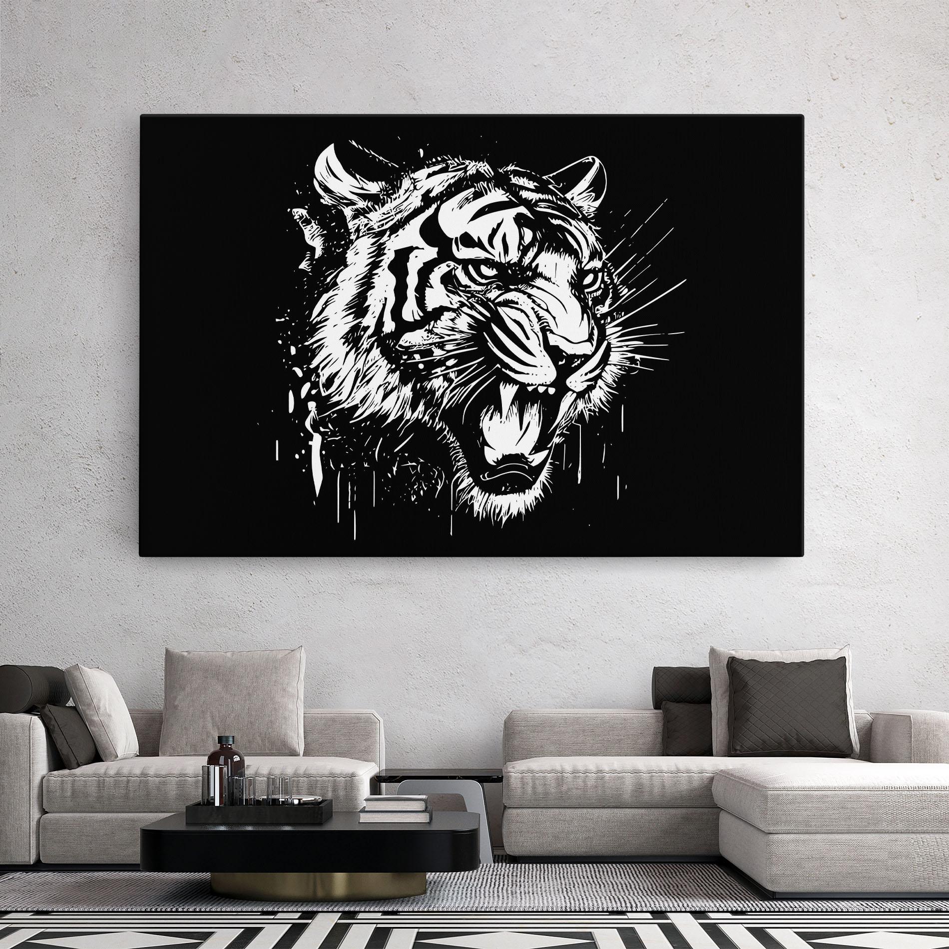 Leinwandbild Angry Tiger Head mockup 2