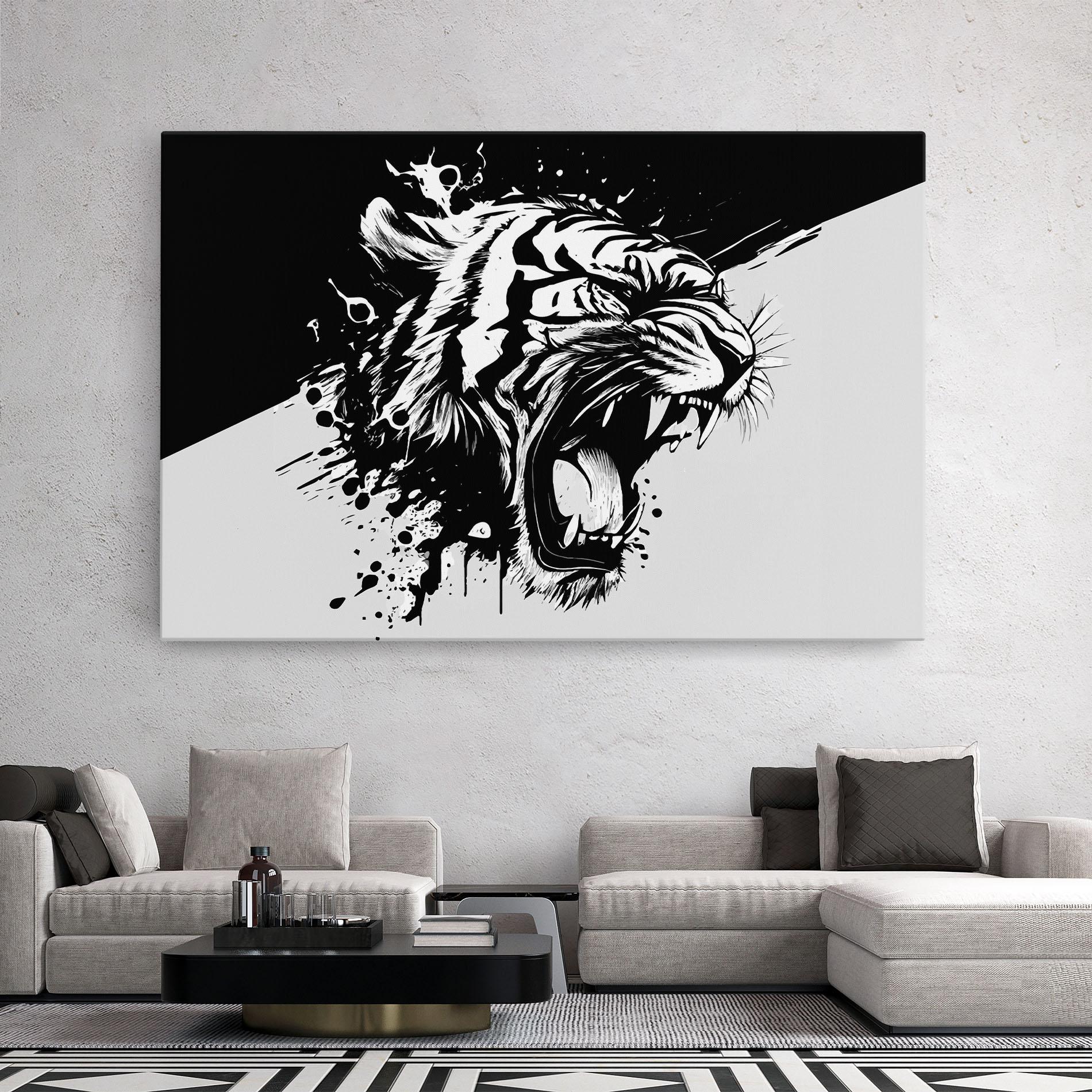 Leinwandbild Black Grey Tiger mockup 2