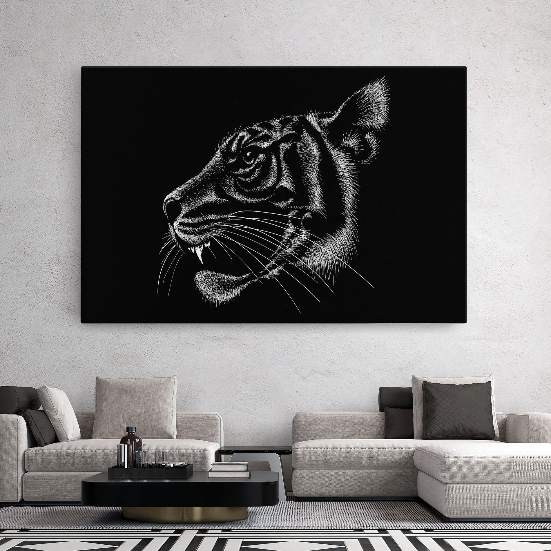 Leinwandbild Tiger White Head mockup 2