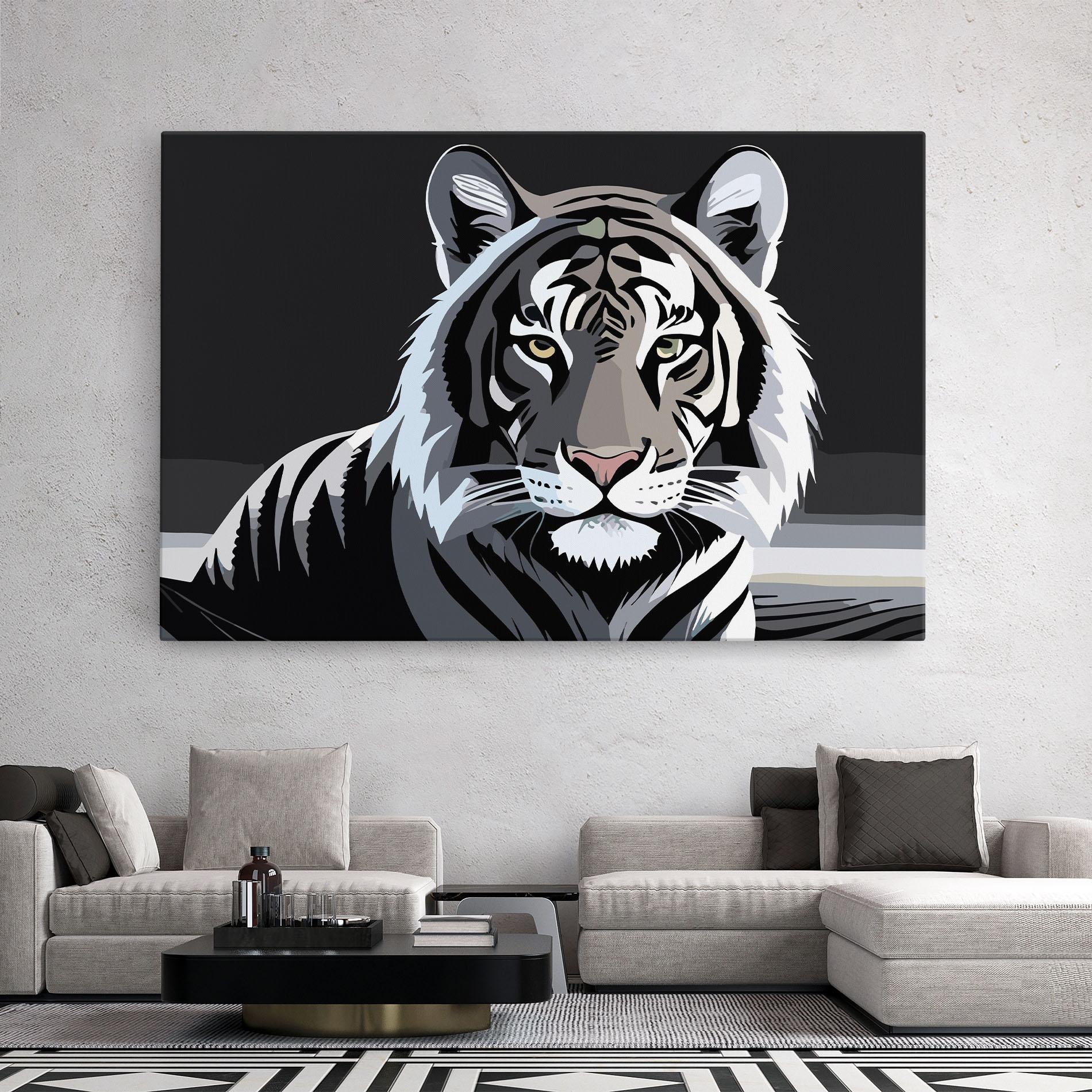 Leinwandbild White Grey Tiger mockup 2