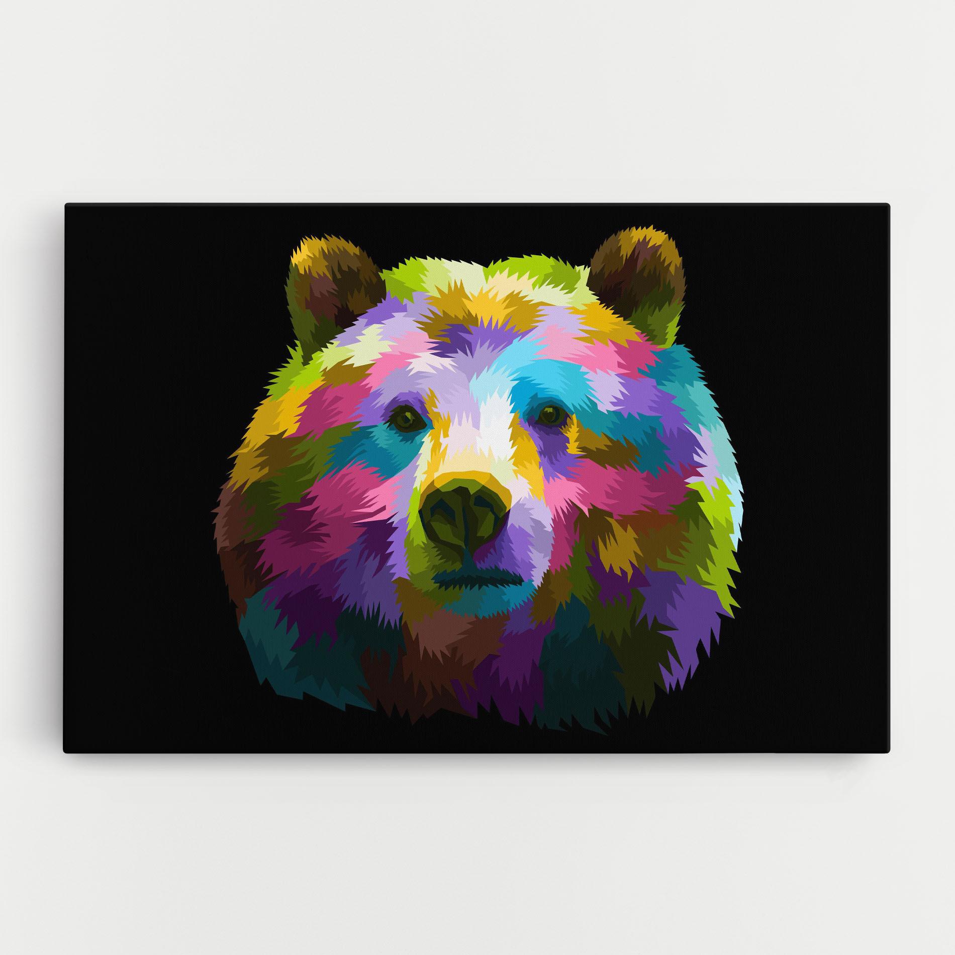 Leinwandbild Colorful Bear Head mockup 0