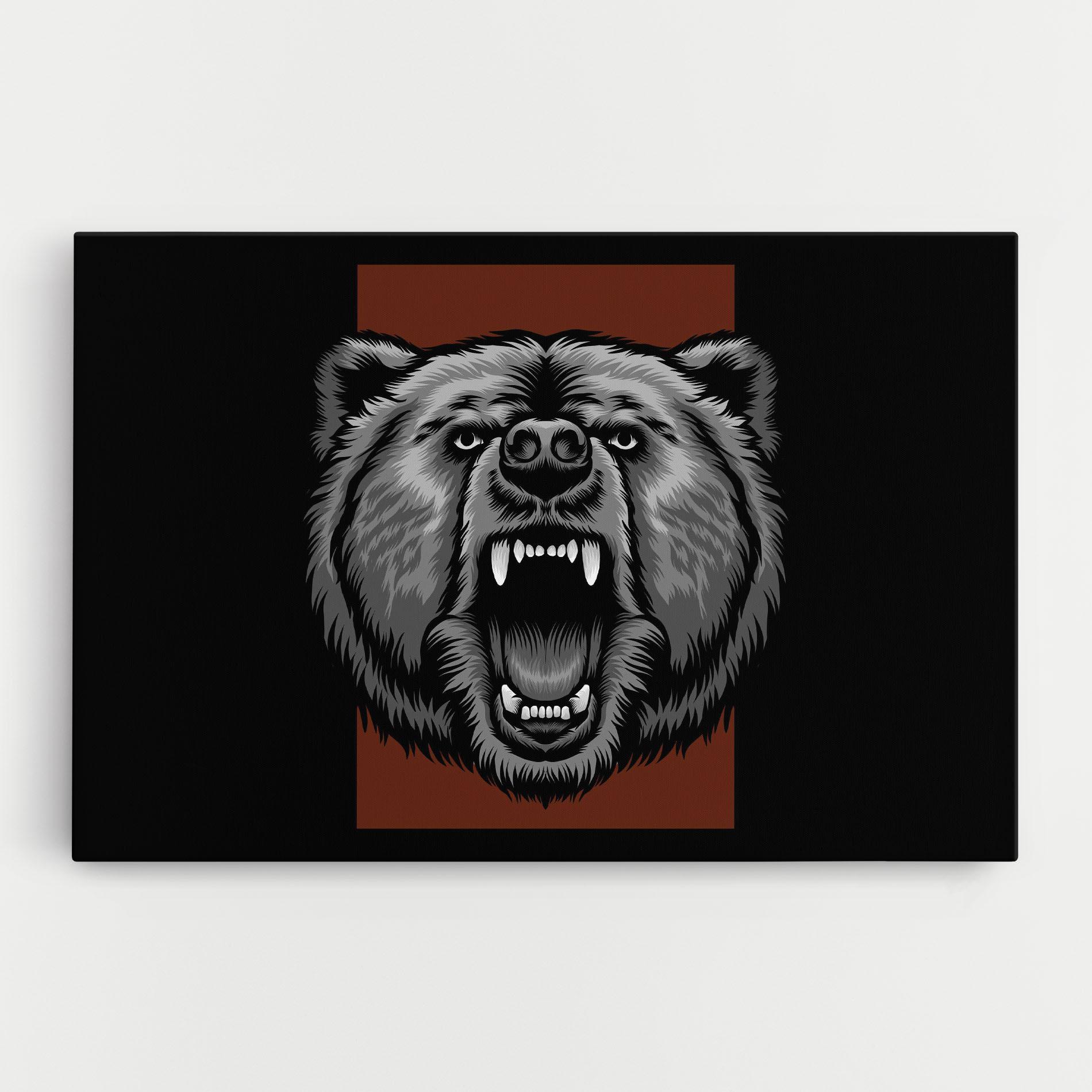 Leinwandbild Grey Bear Head mockup 0