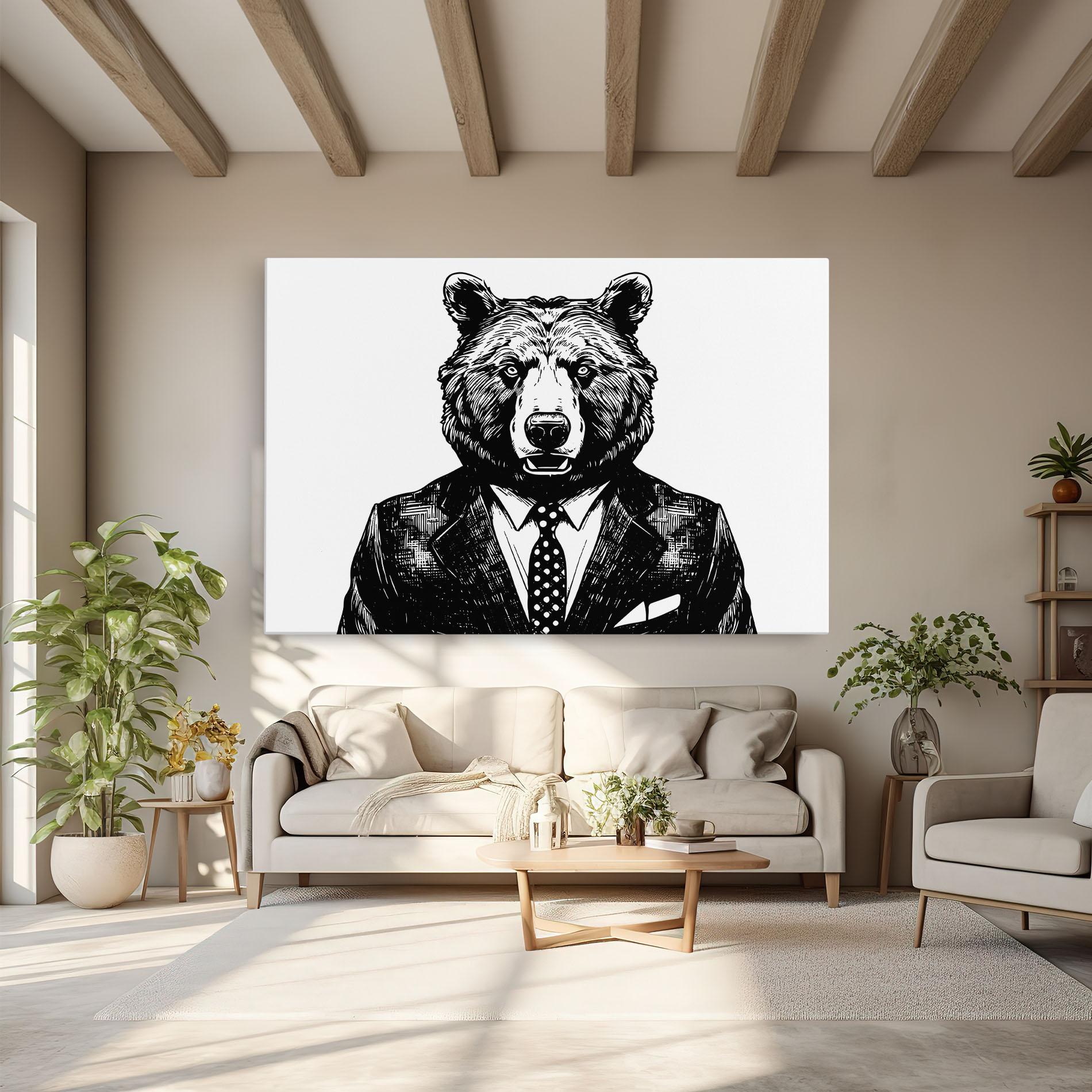 Leinwandbild Bear In Suit mockup 6