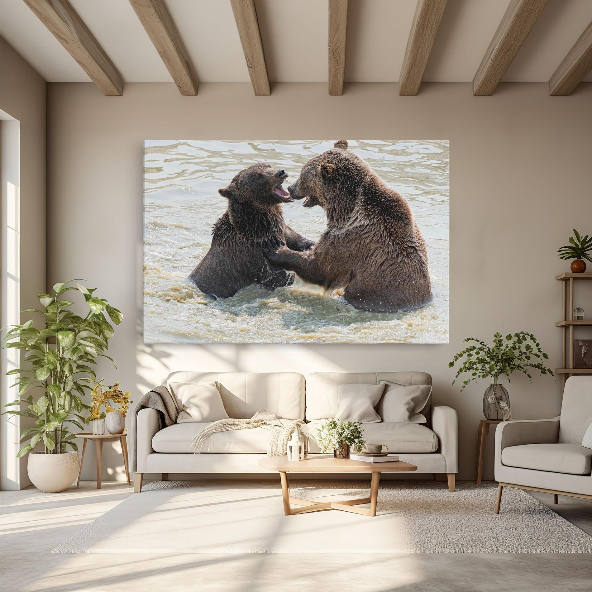 Leinwandbild Bears Fighting mockup 6