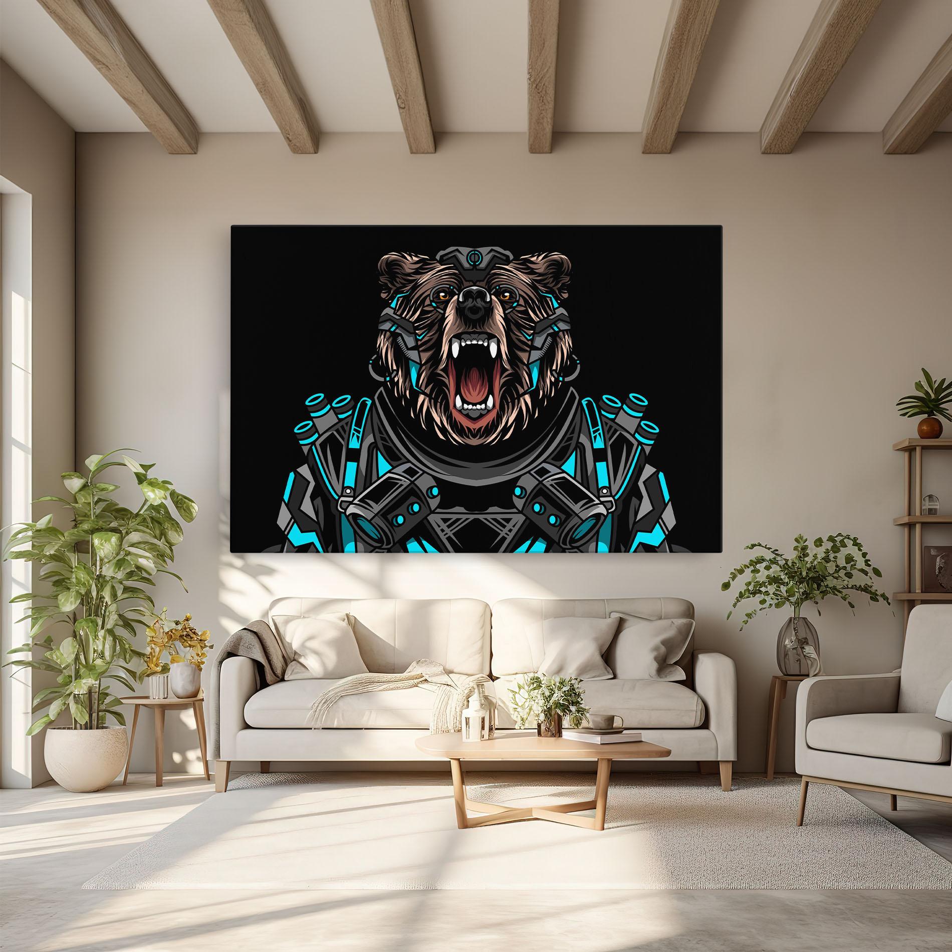 Leinwandbild Black Cyborg Bear mockup 6