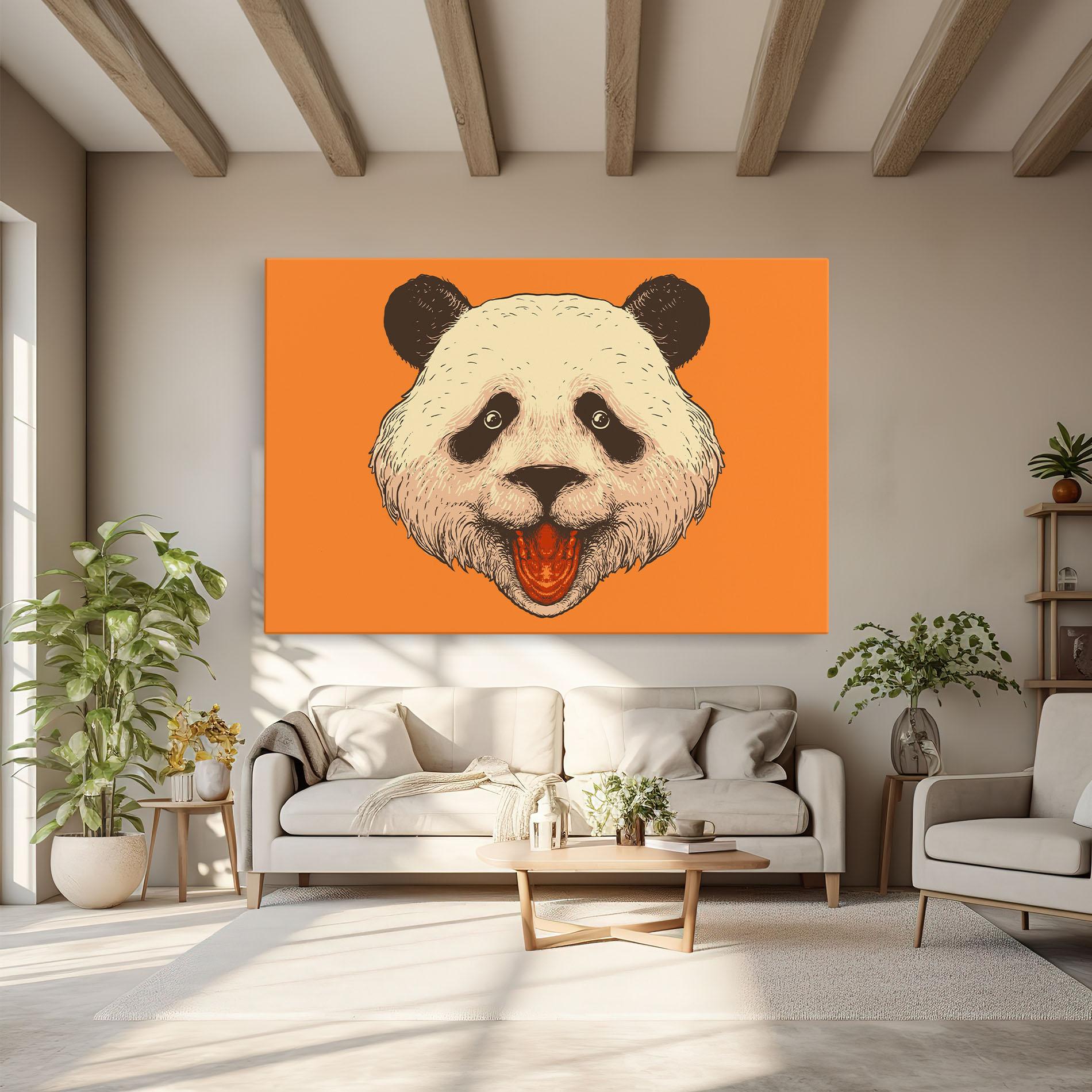 Leinwandbild Panda On Orange mockup 6