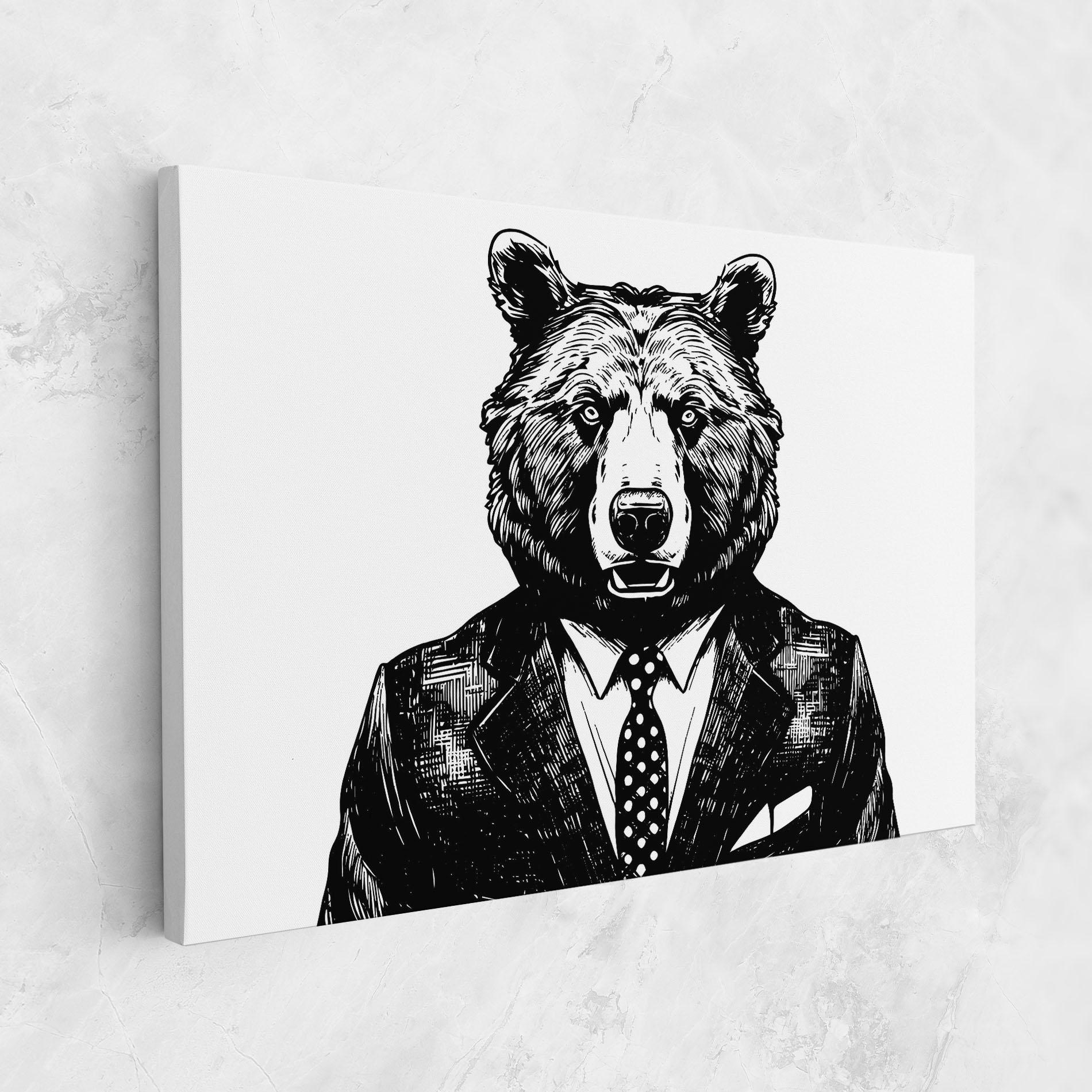 Leinwandbild Bear In Suit mockup 1