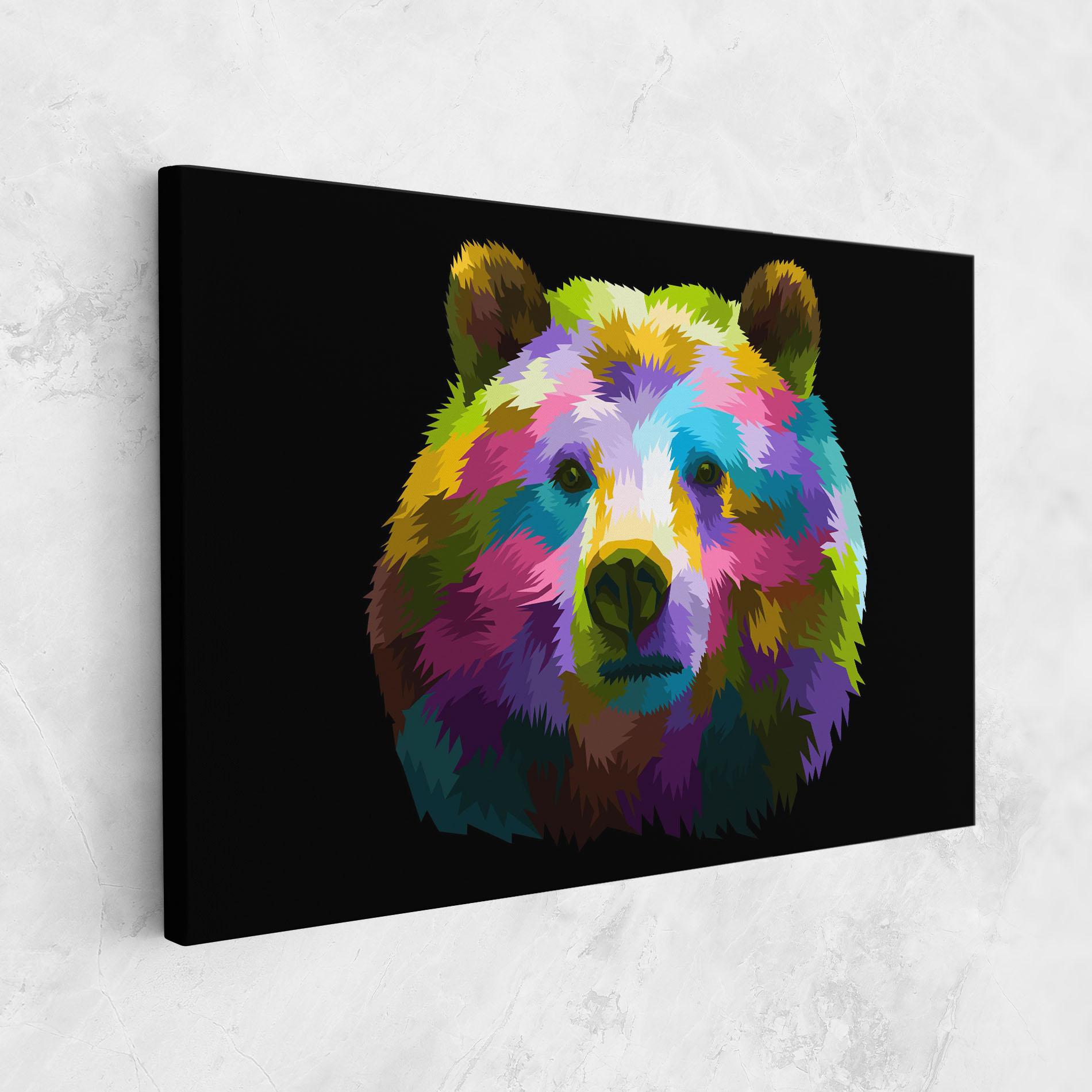 Leinwandbild Colorful Bear Head mockup 1