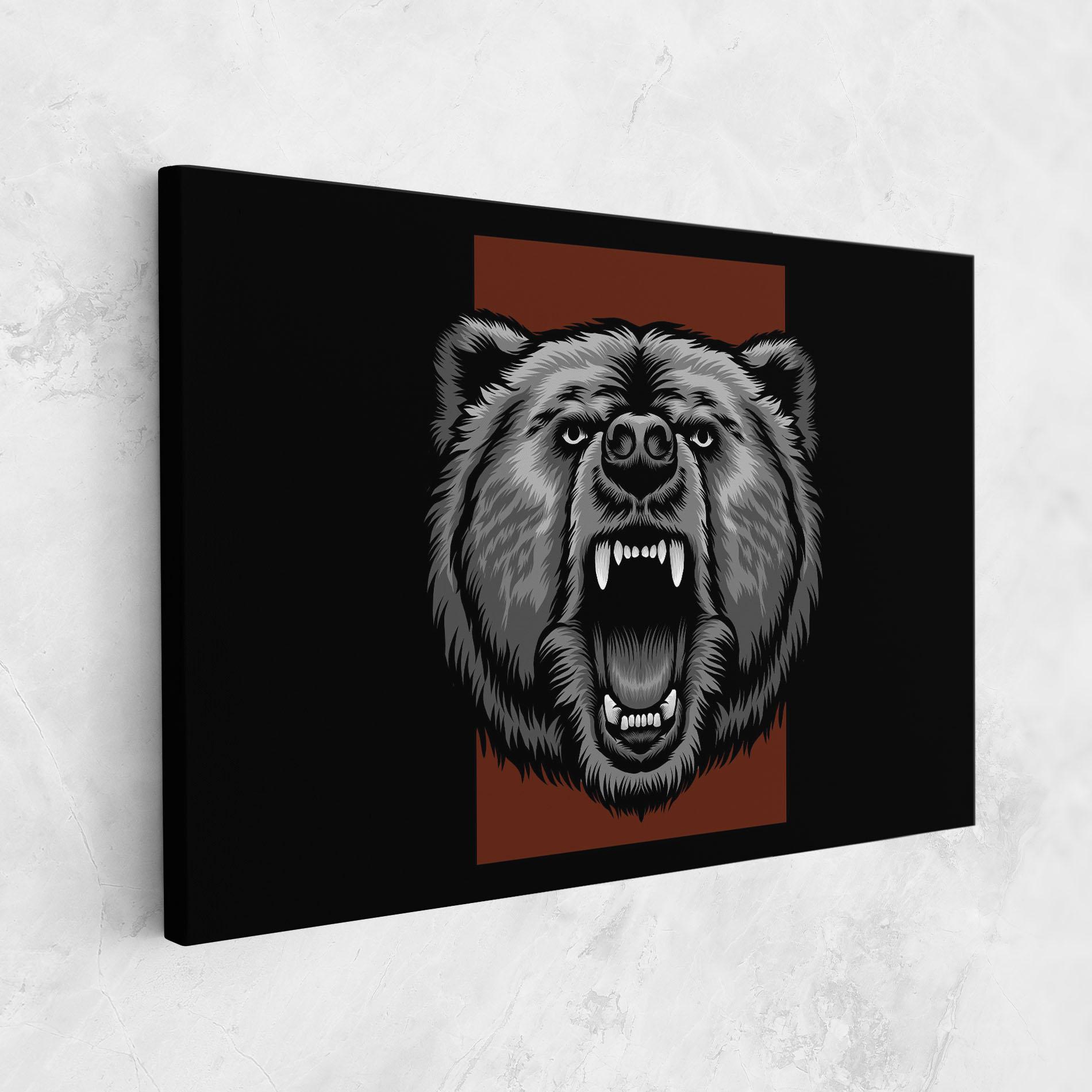 Leinwandbild Grey Bear Head mockup 1
