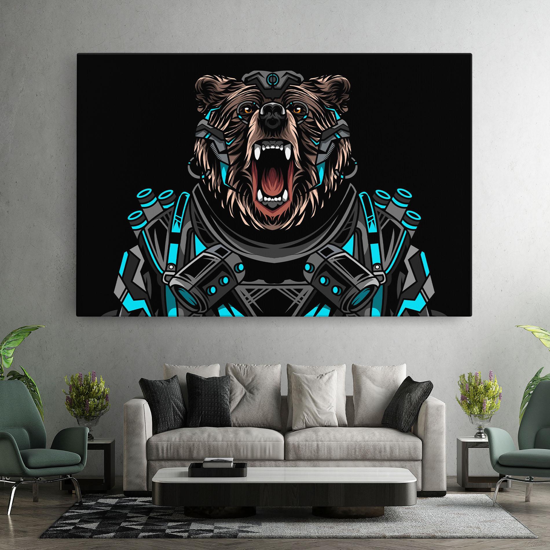 Leinwandbild Black Cyborg Bear mockup 7