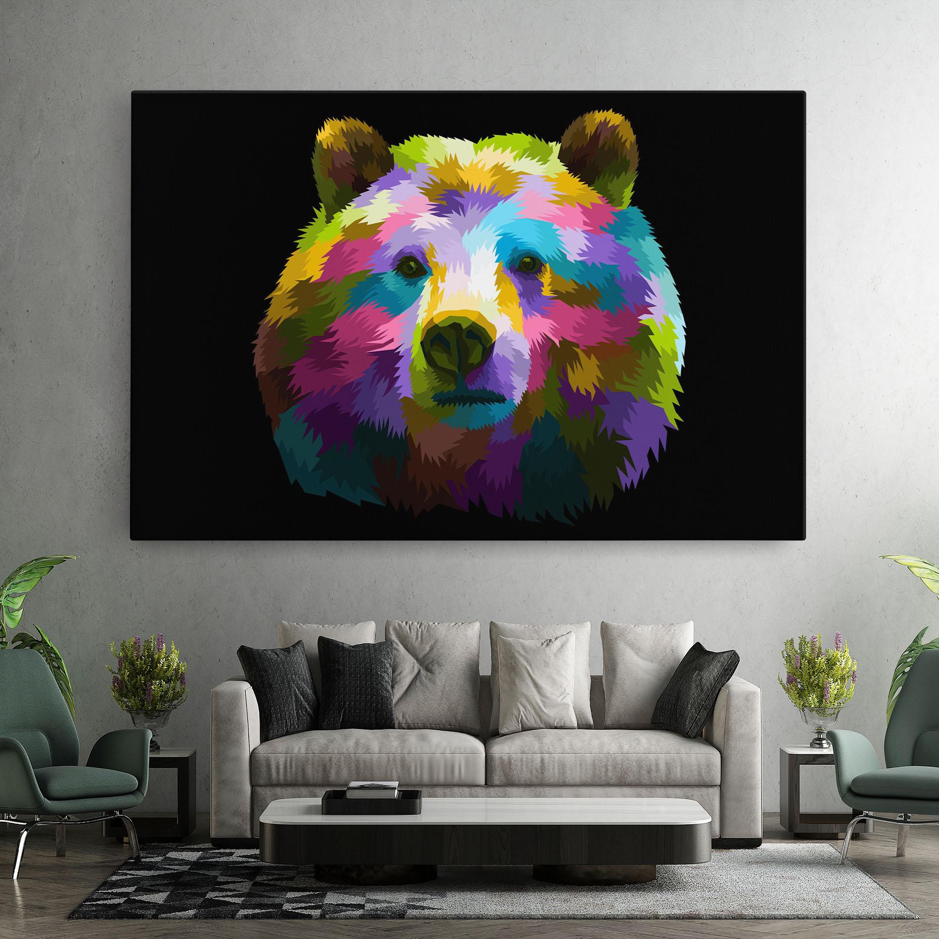 Leinwandbild Colorful Bear Head mockup 7