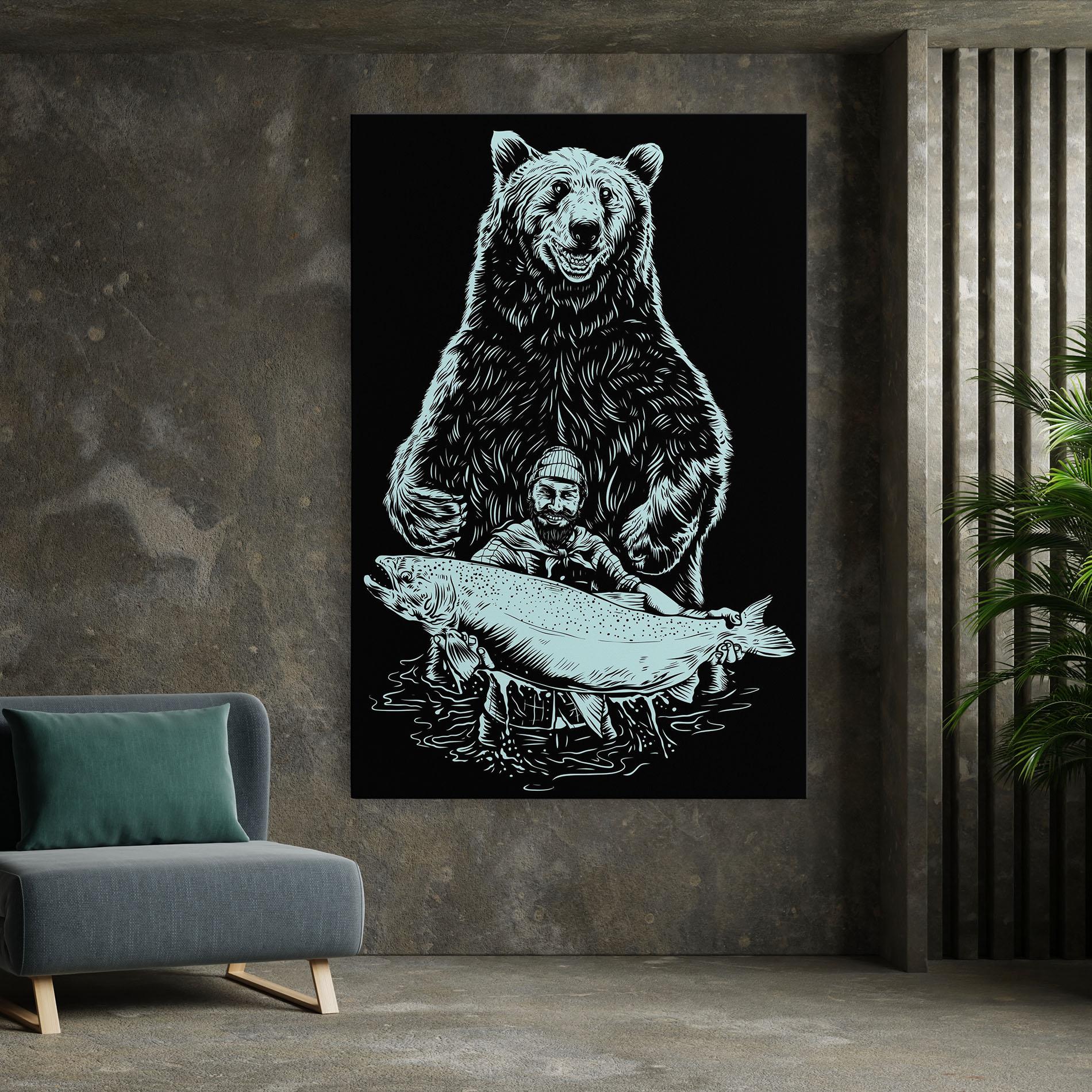 Leinwandbild Fishing Bear mockup 7