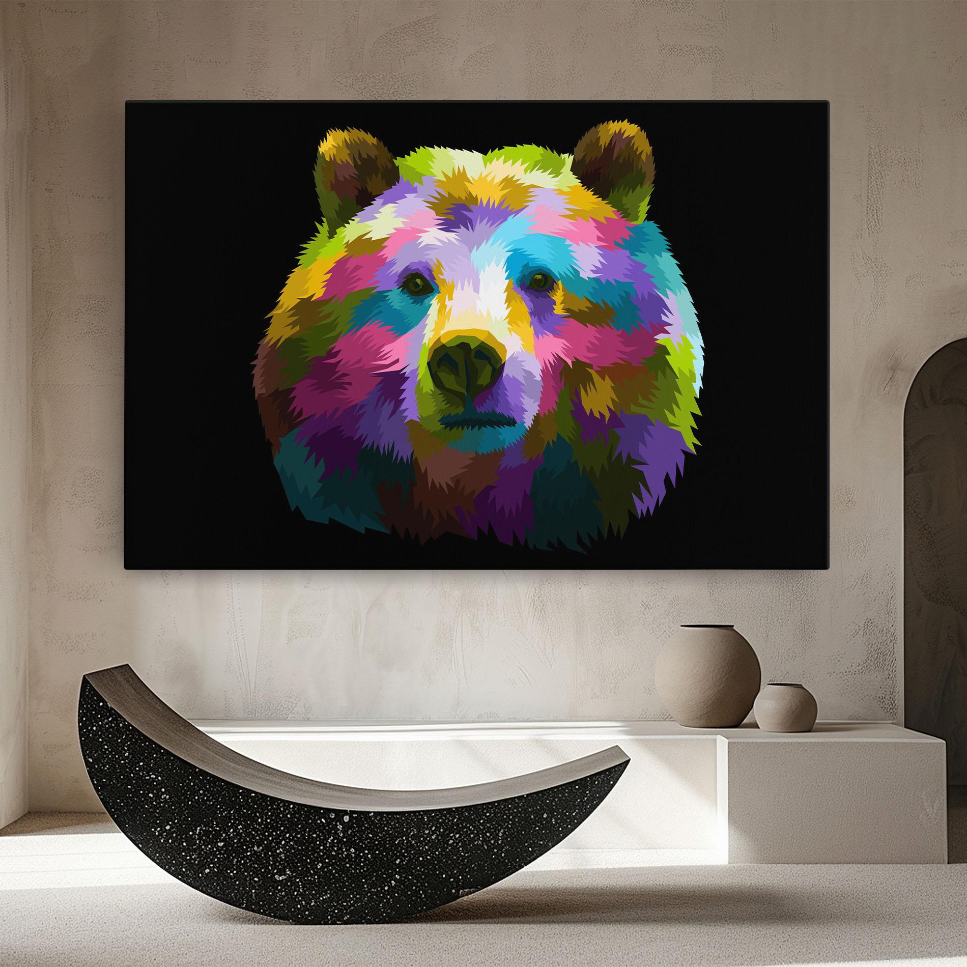 Leinwandbild Colorful Bear Head mockup 8