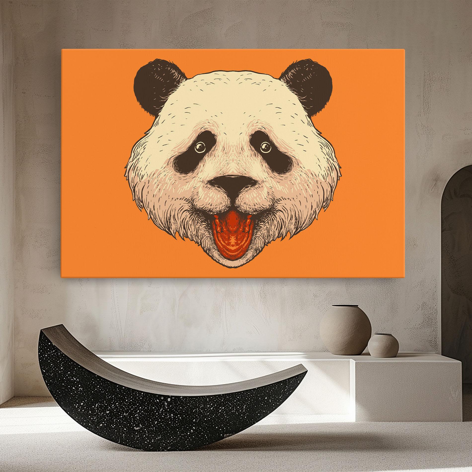 Leinwandbild Panda On Orange mockup 8