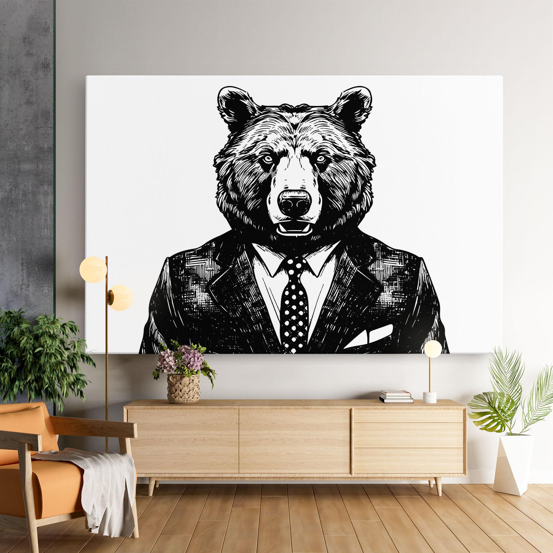 Leinwandbild Bear In Suit mockup 9