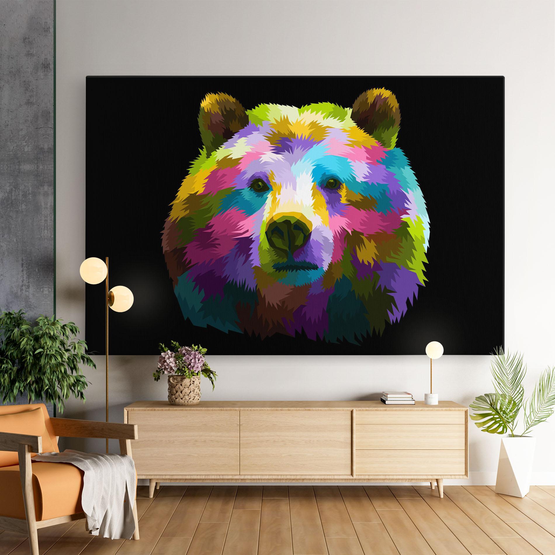 Leinwandbild Colorful Bear Head mockup 9
