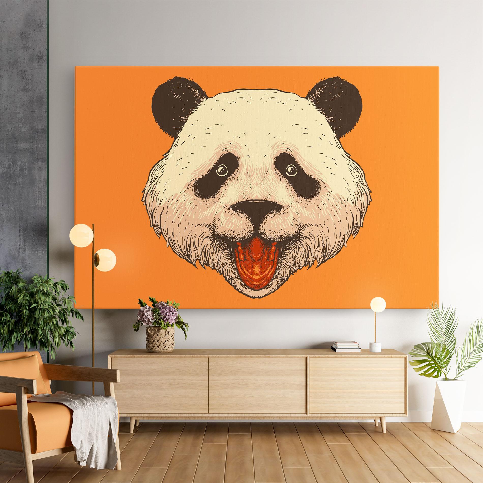 Leinwandbild Panda On Orange mockup 9