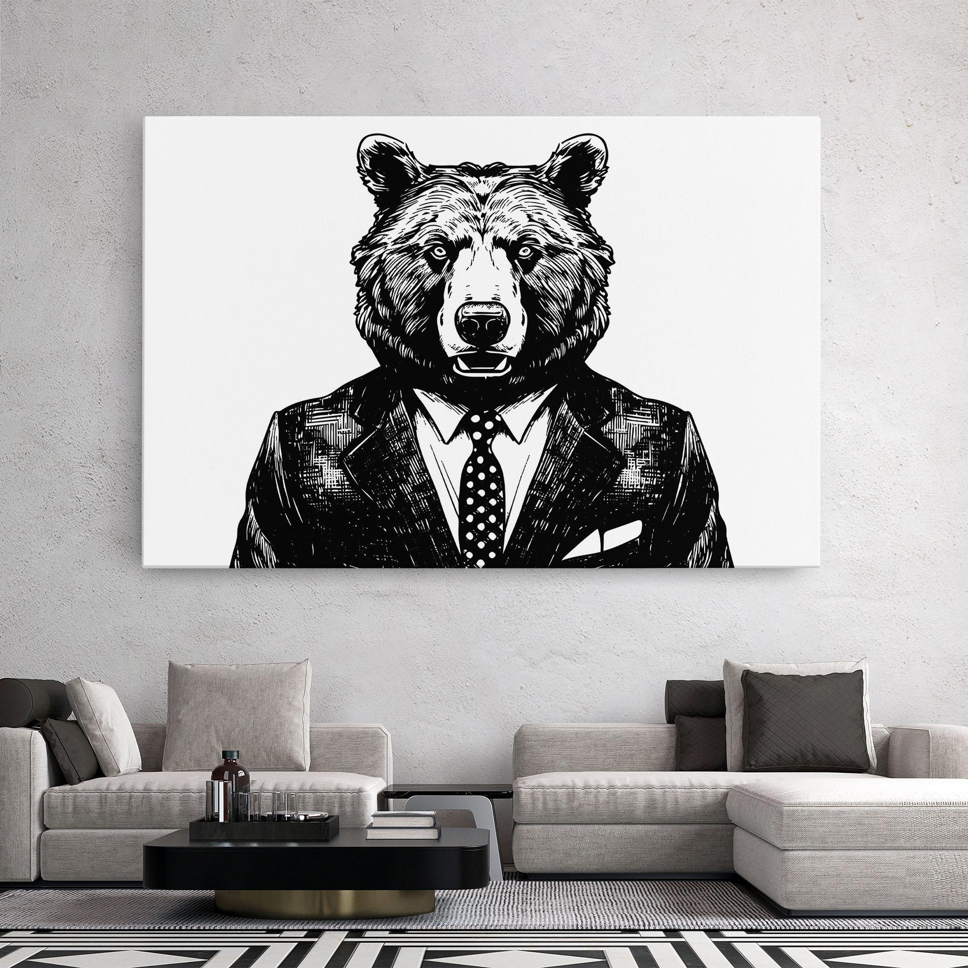 Leinwandbild Bear In Suit mockup 2