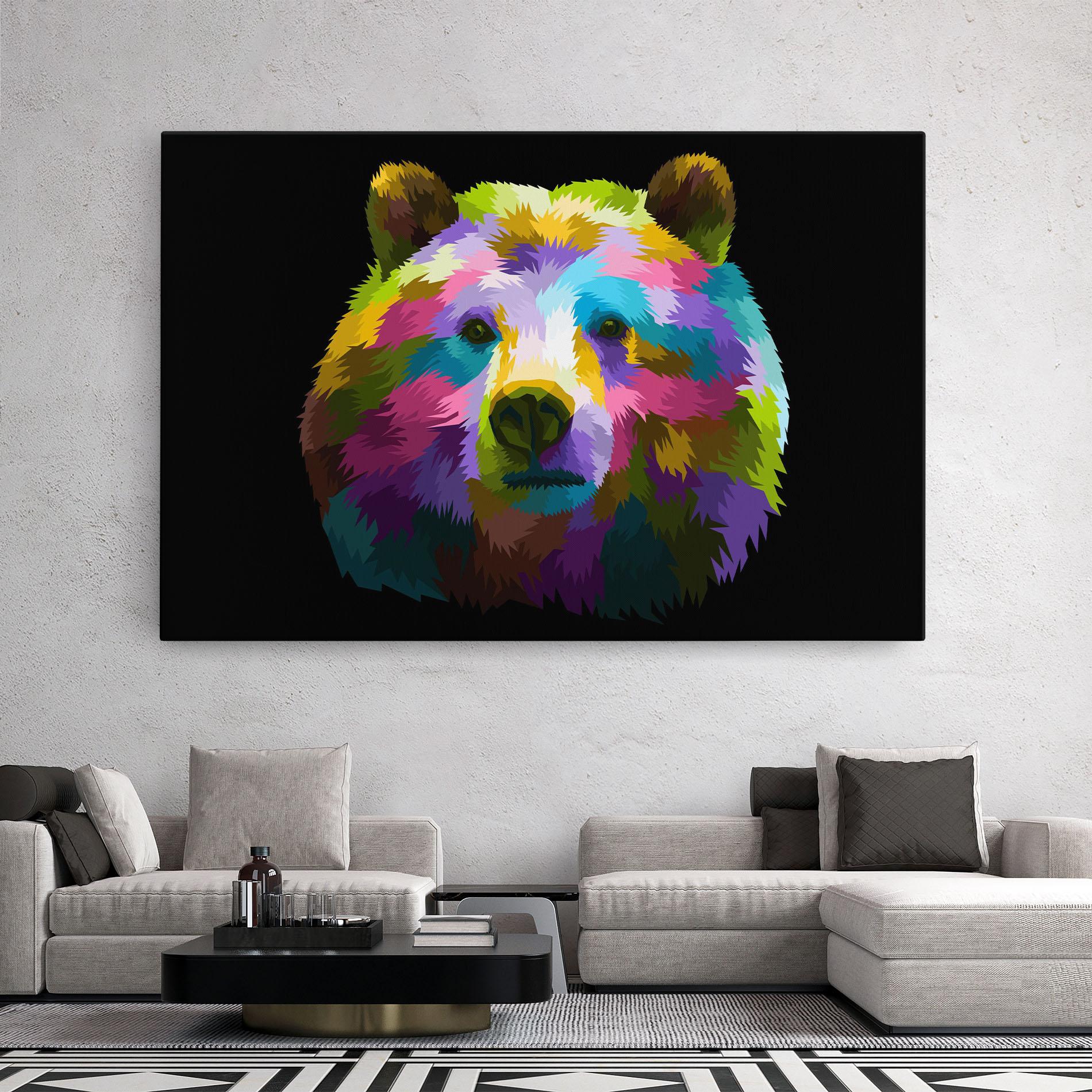 Leinwandbild Colorful Bear Head mockup 2