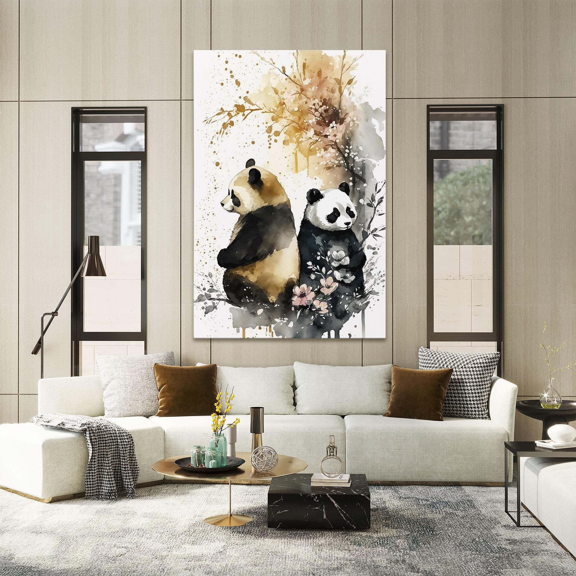Leinwandbild Gold Panda Art mockup 2