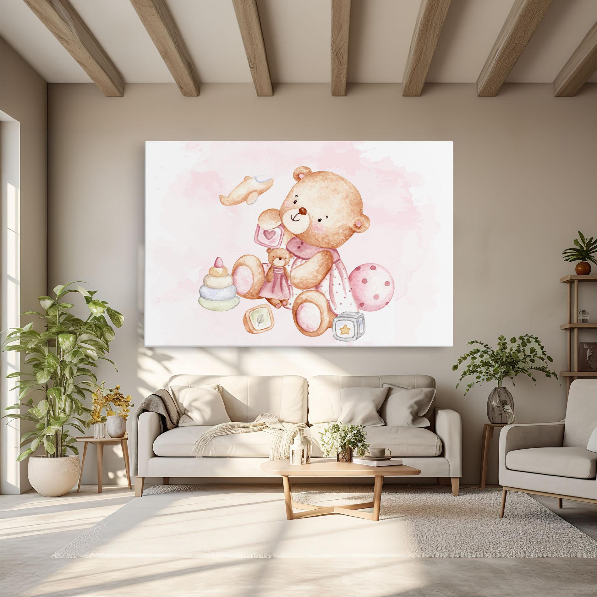 Leinwandbild Bear With Toys mockup 6
