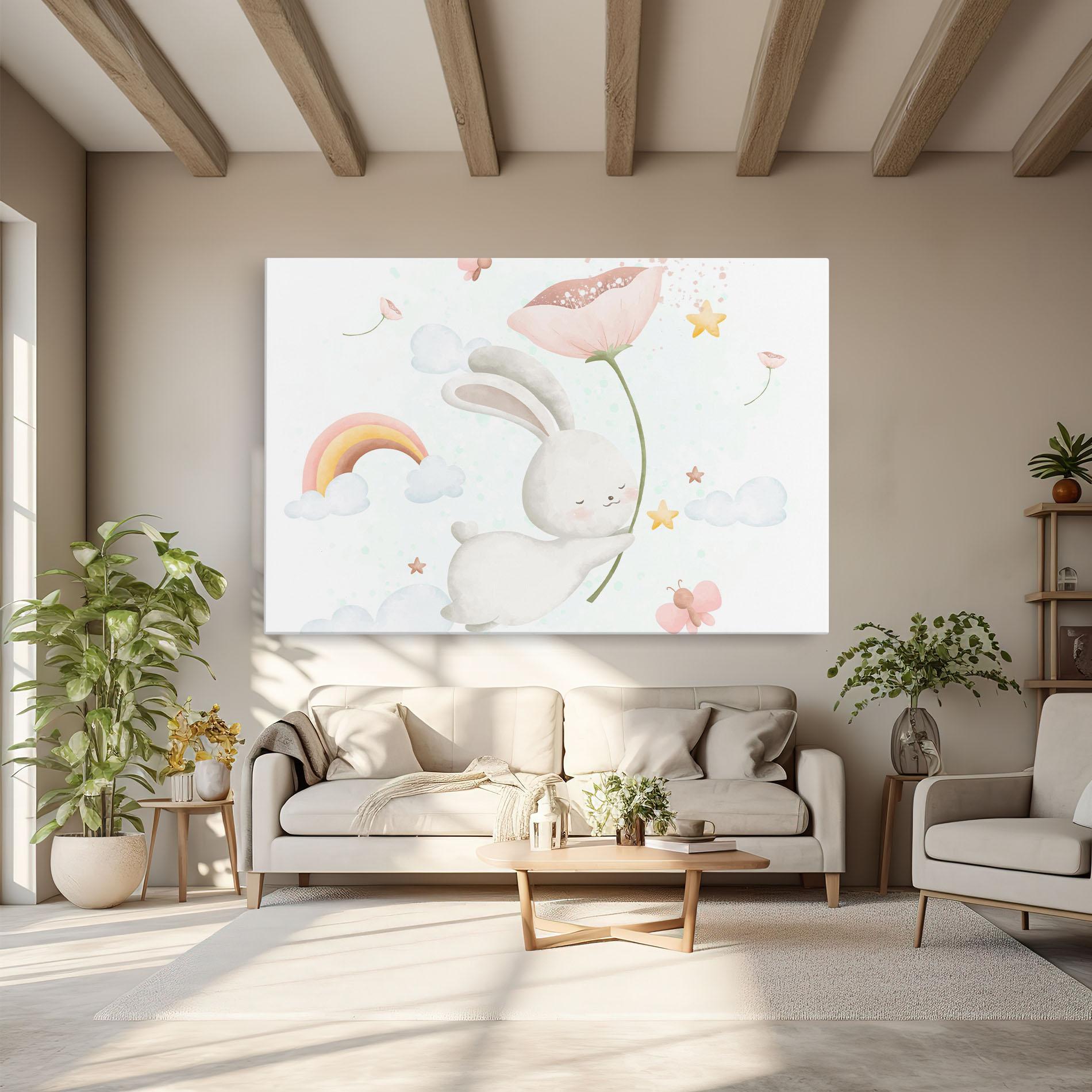 Leinwandbild Spring Flower Bunny mockup 6