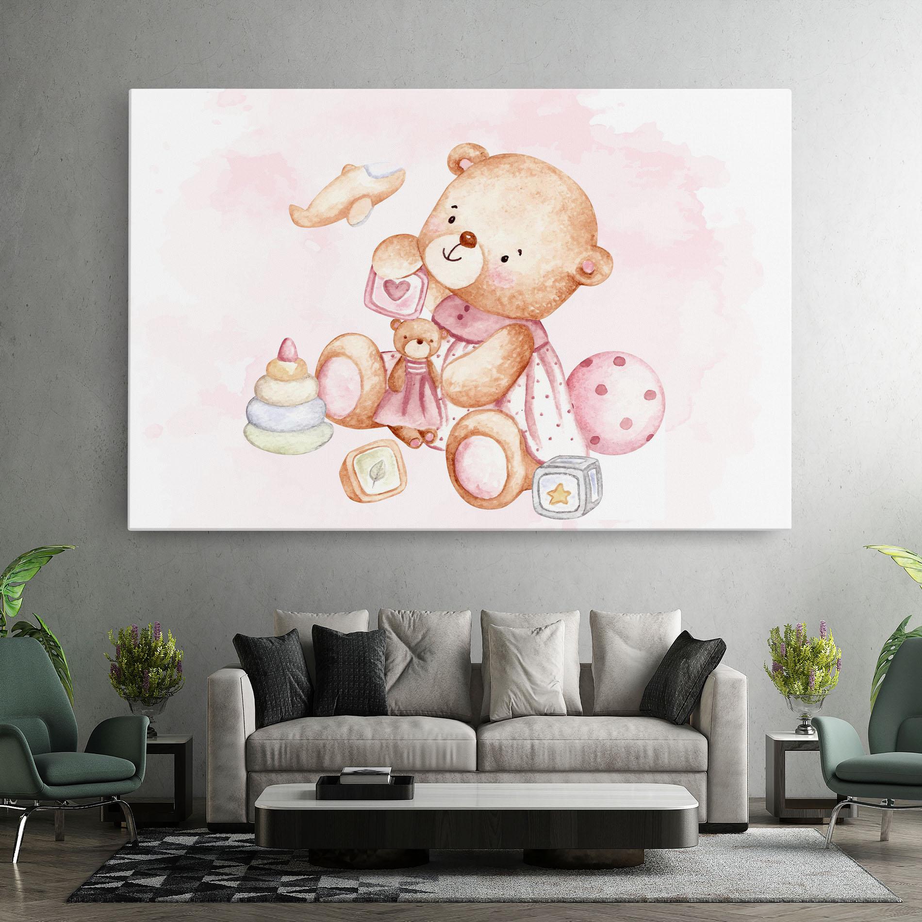Leinwandbild Bear With Toys mockup 7