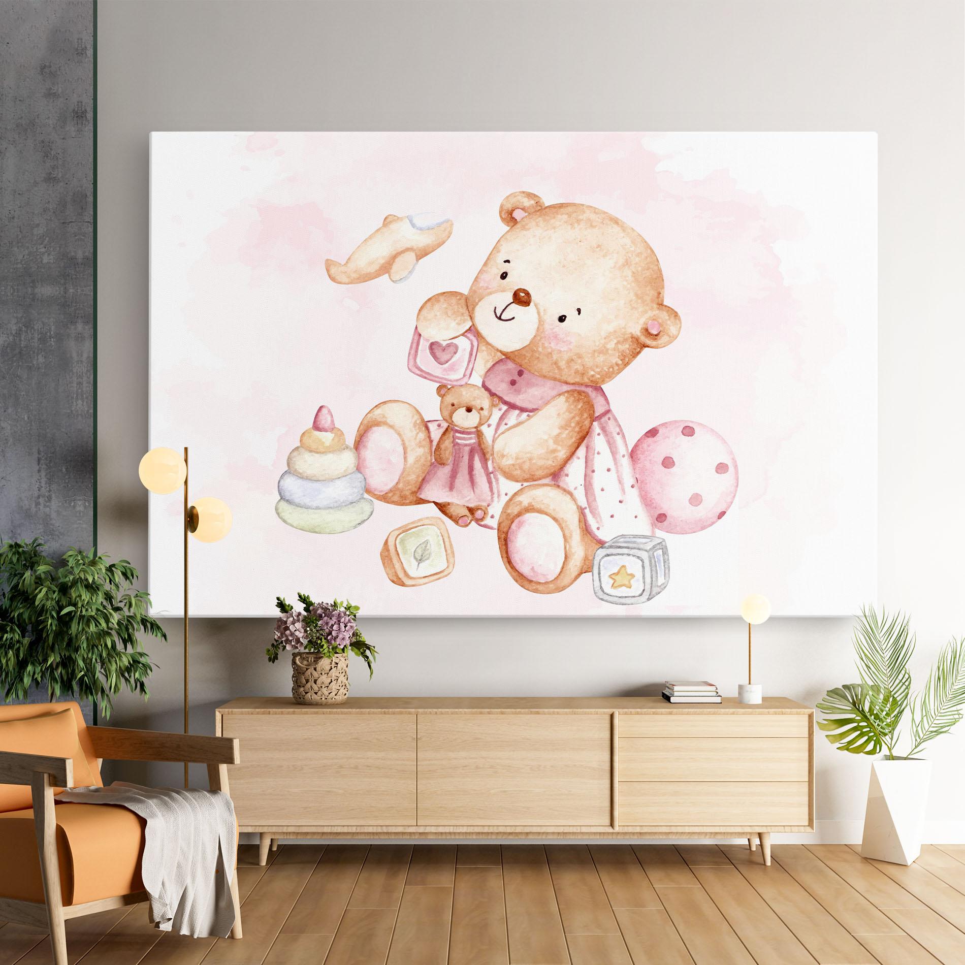Leinwandbild Bear With Toys mockup 9