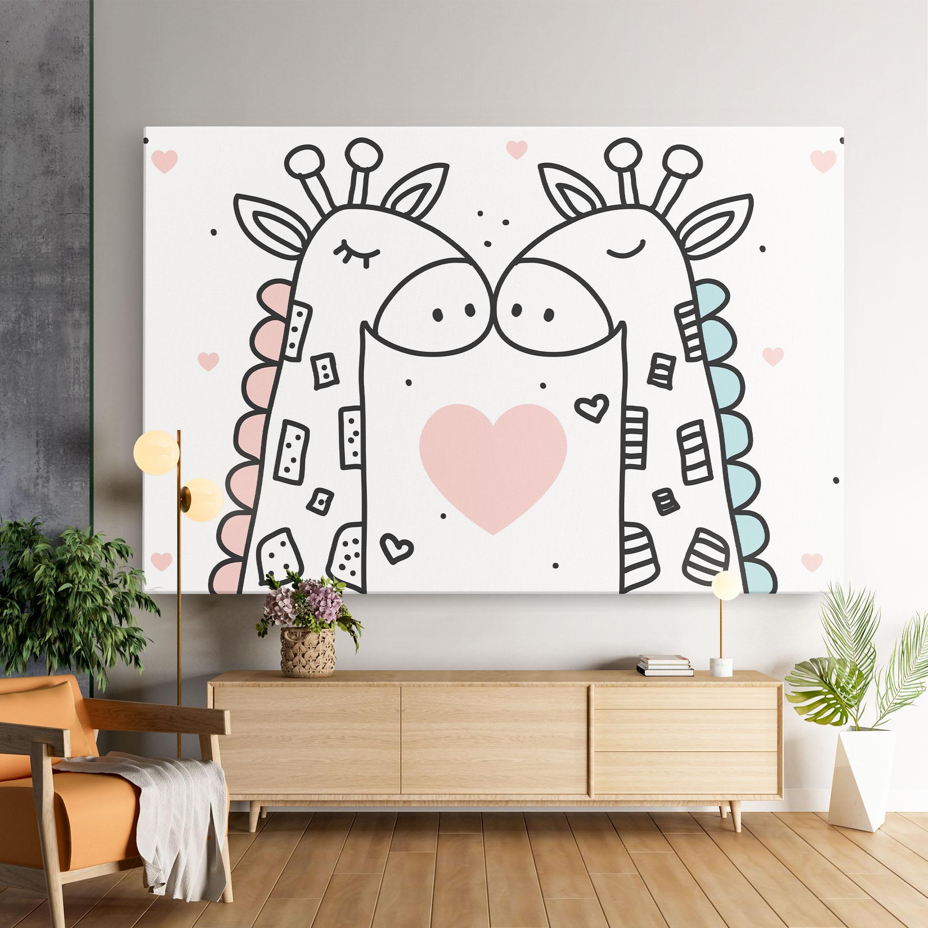 Leinwandbild Giraffe Couple mockup 9