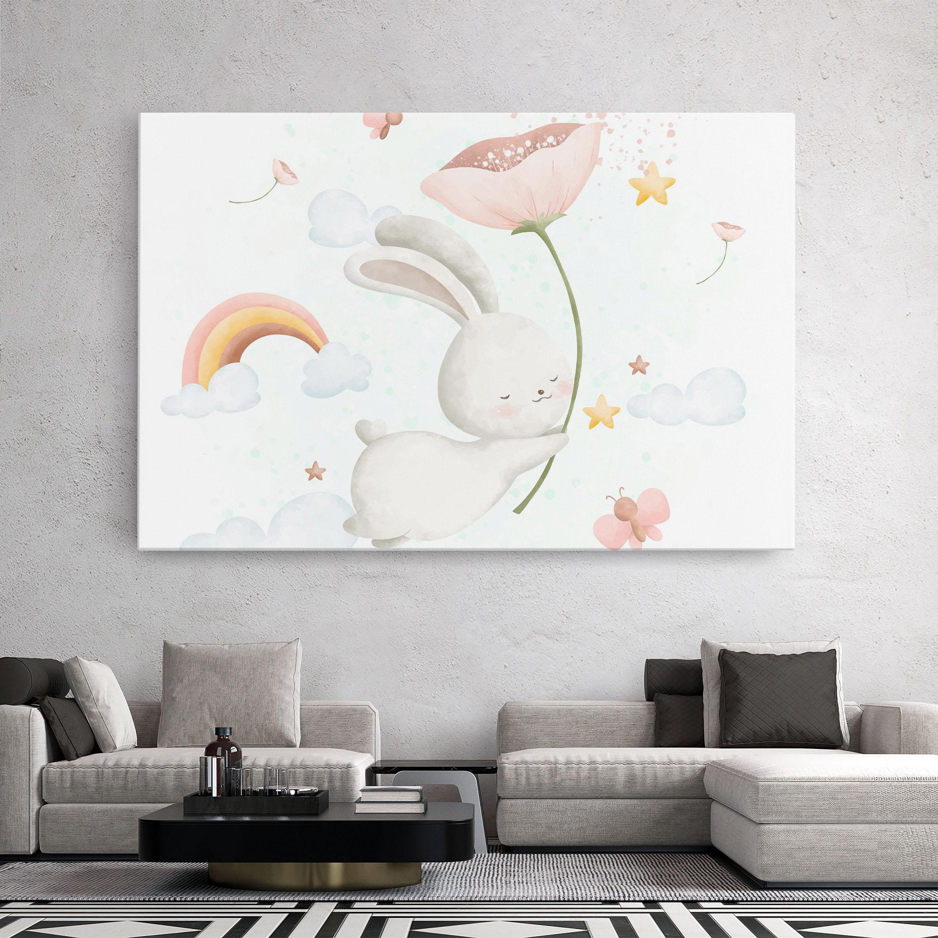Leinwandbild Spring Flower Bunny mockup 2