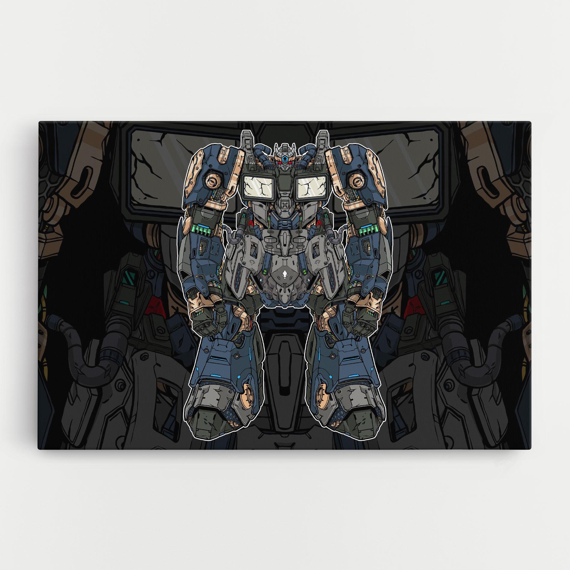 Leinwandbild Blue Green Robot mockup 0