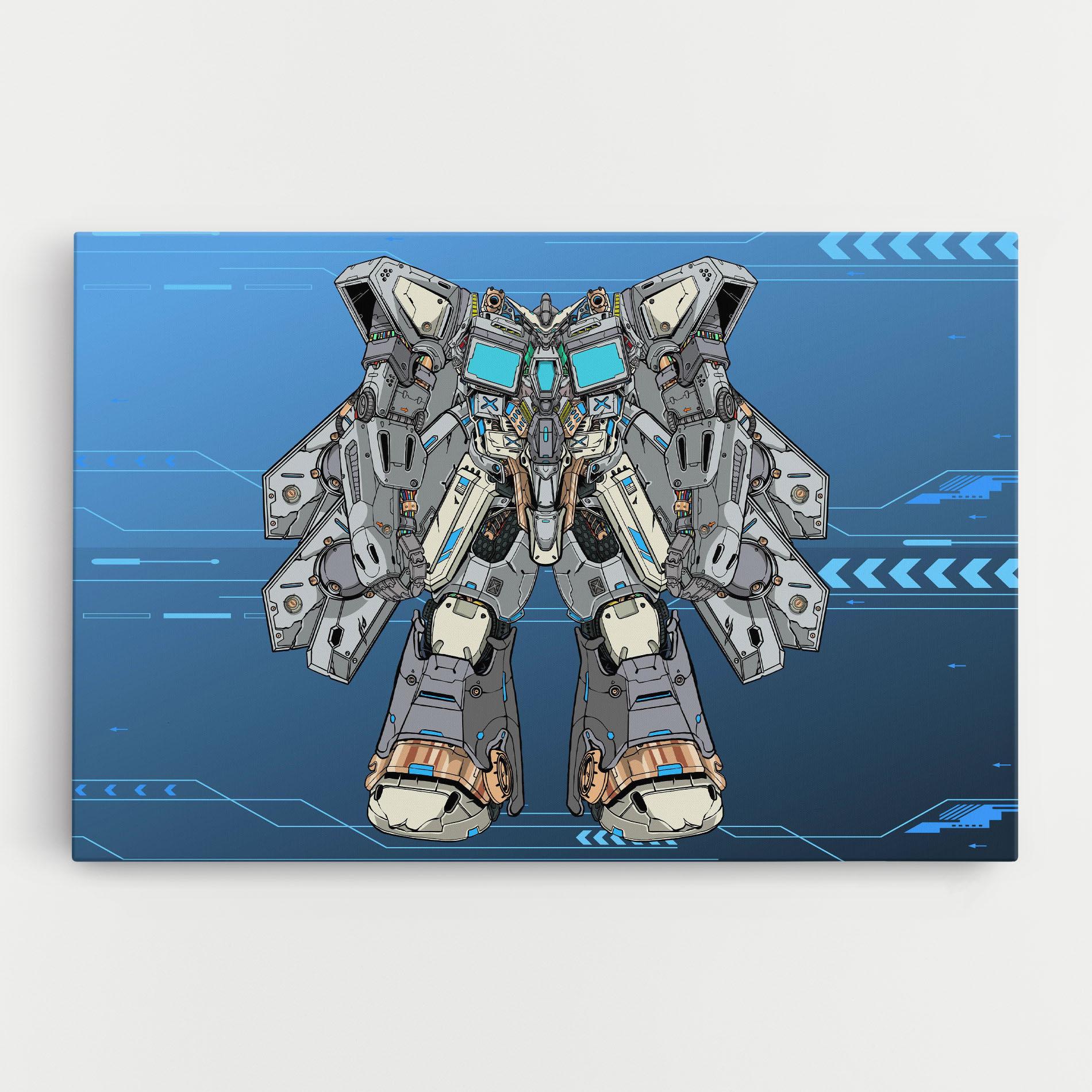Leinwandbild Blue Grey Robot mockup 0