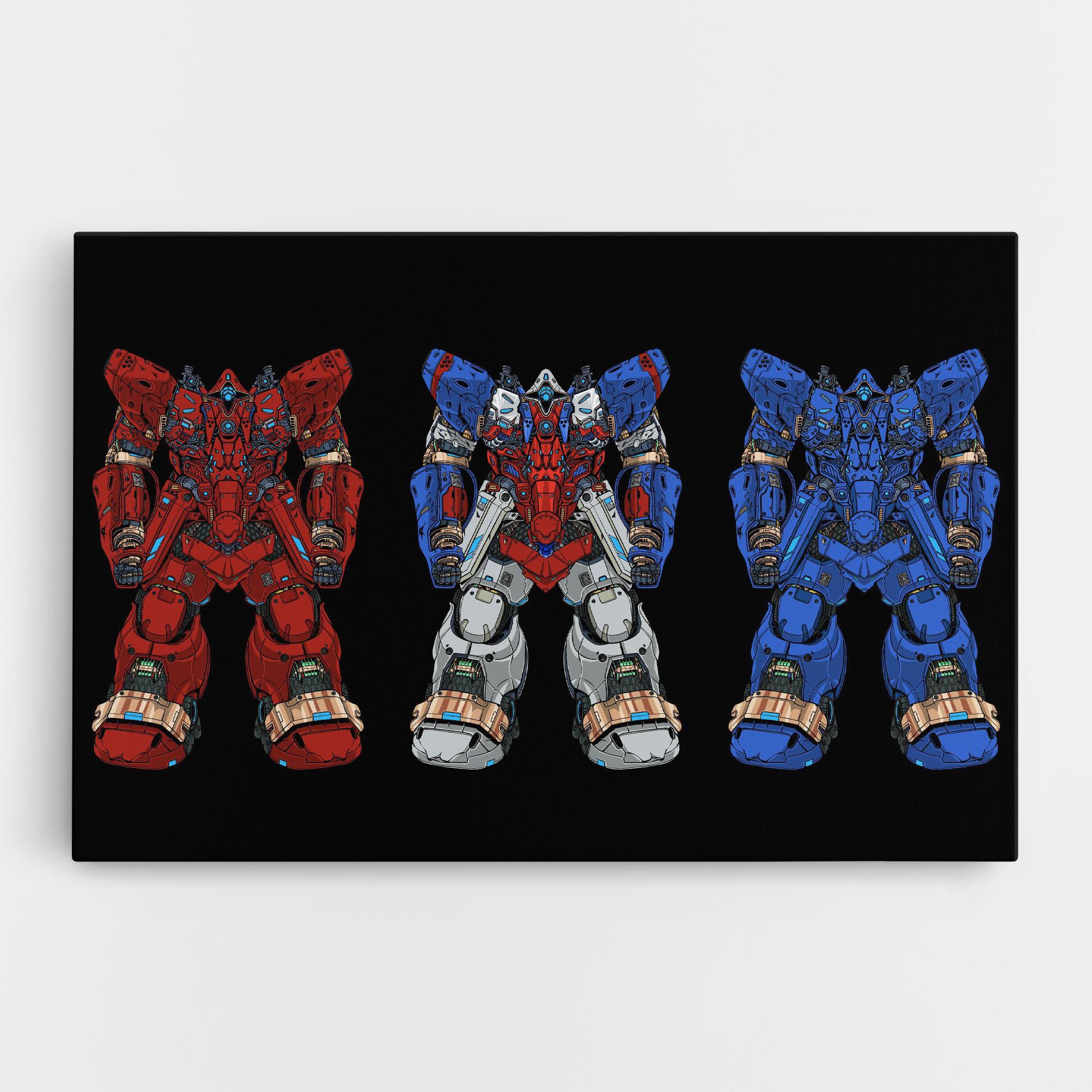 Leinwandbild Blue Red Robots mockup 0