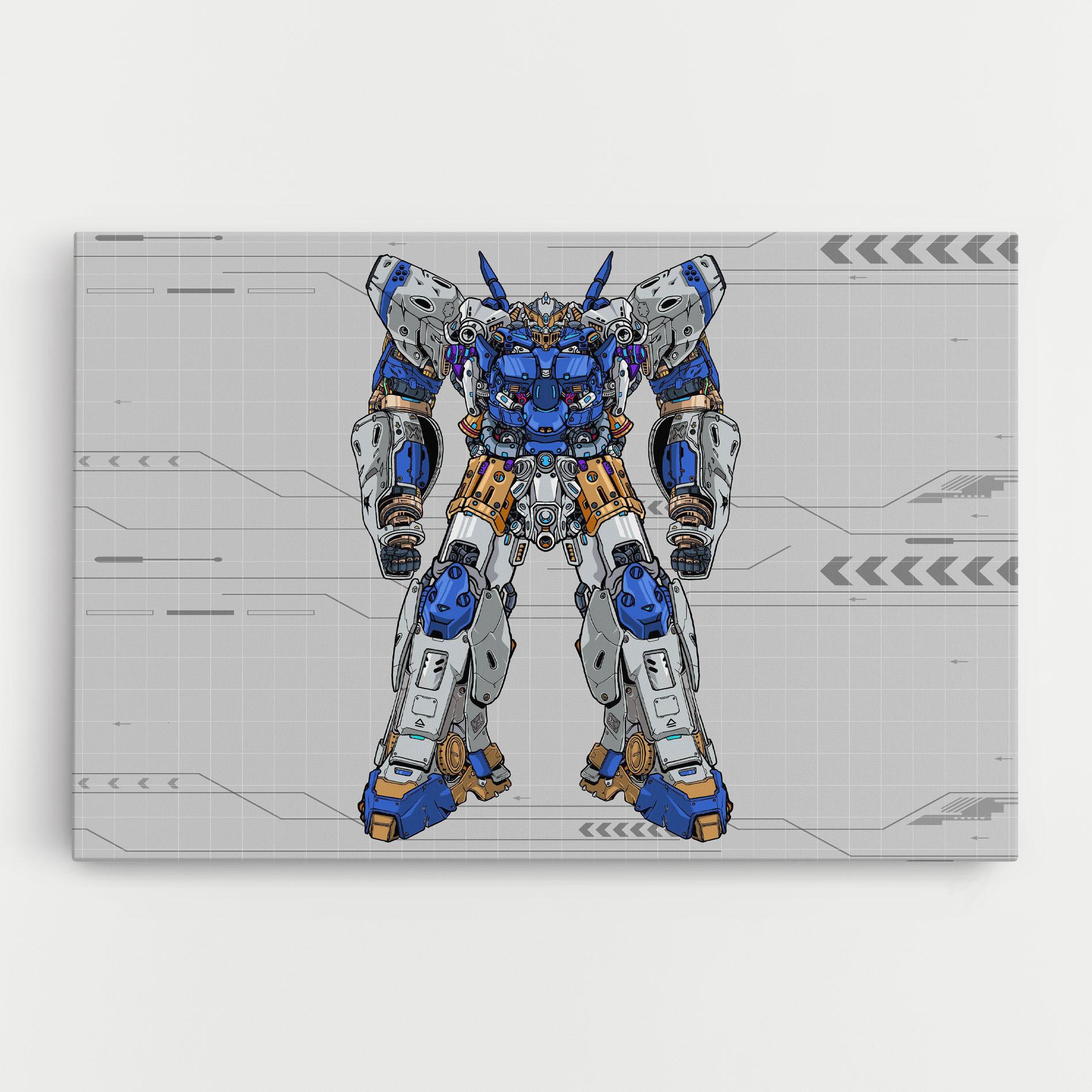 Leinwandbild Blue Yellow Robot mockup 0