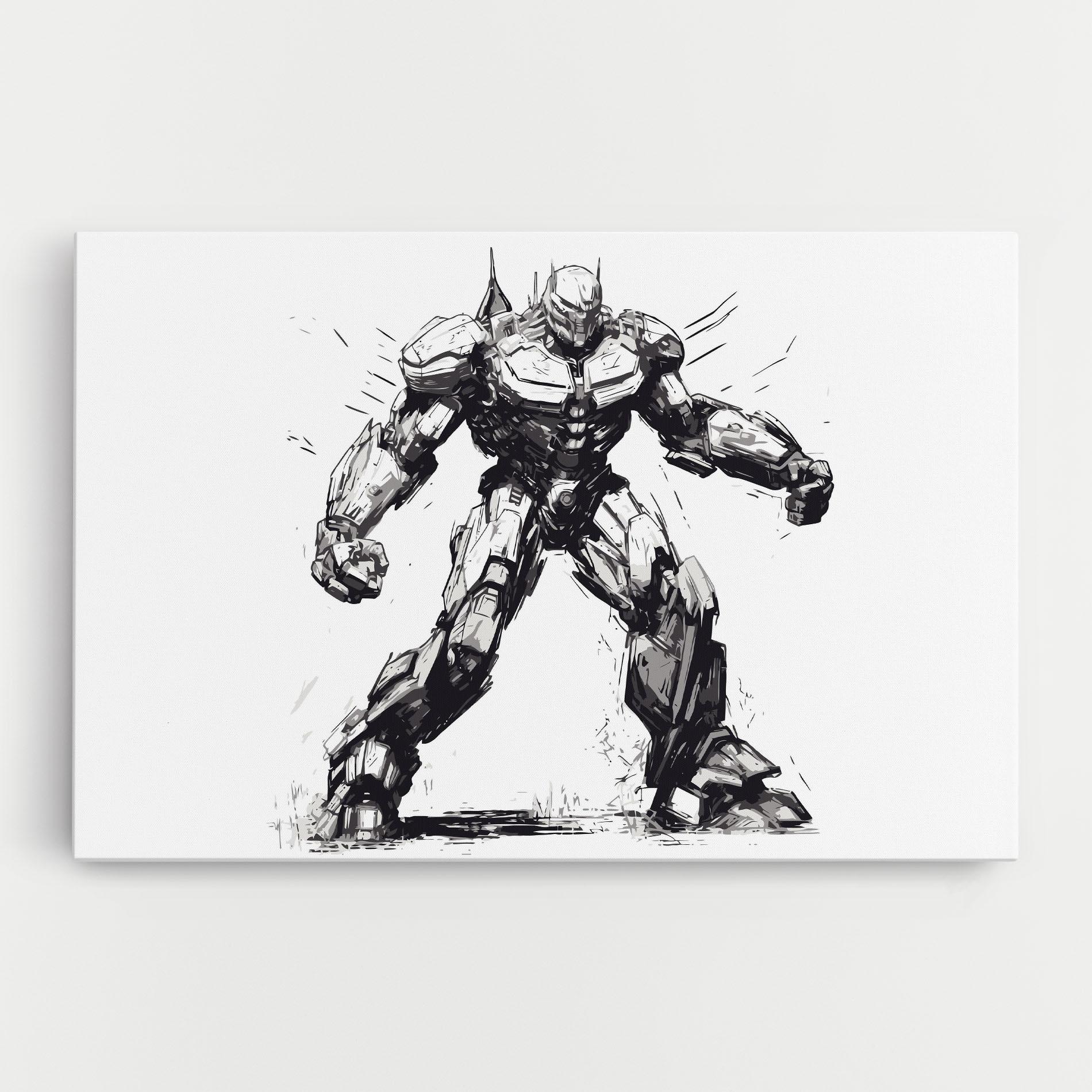 Leinwandbild Grey White Robot mockup 0
