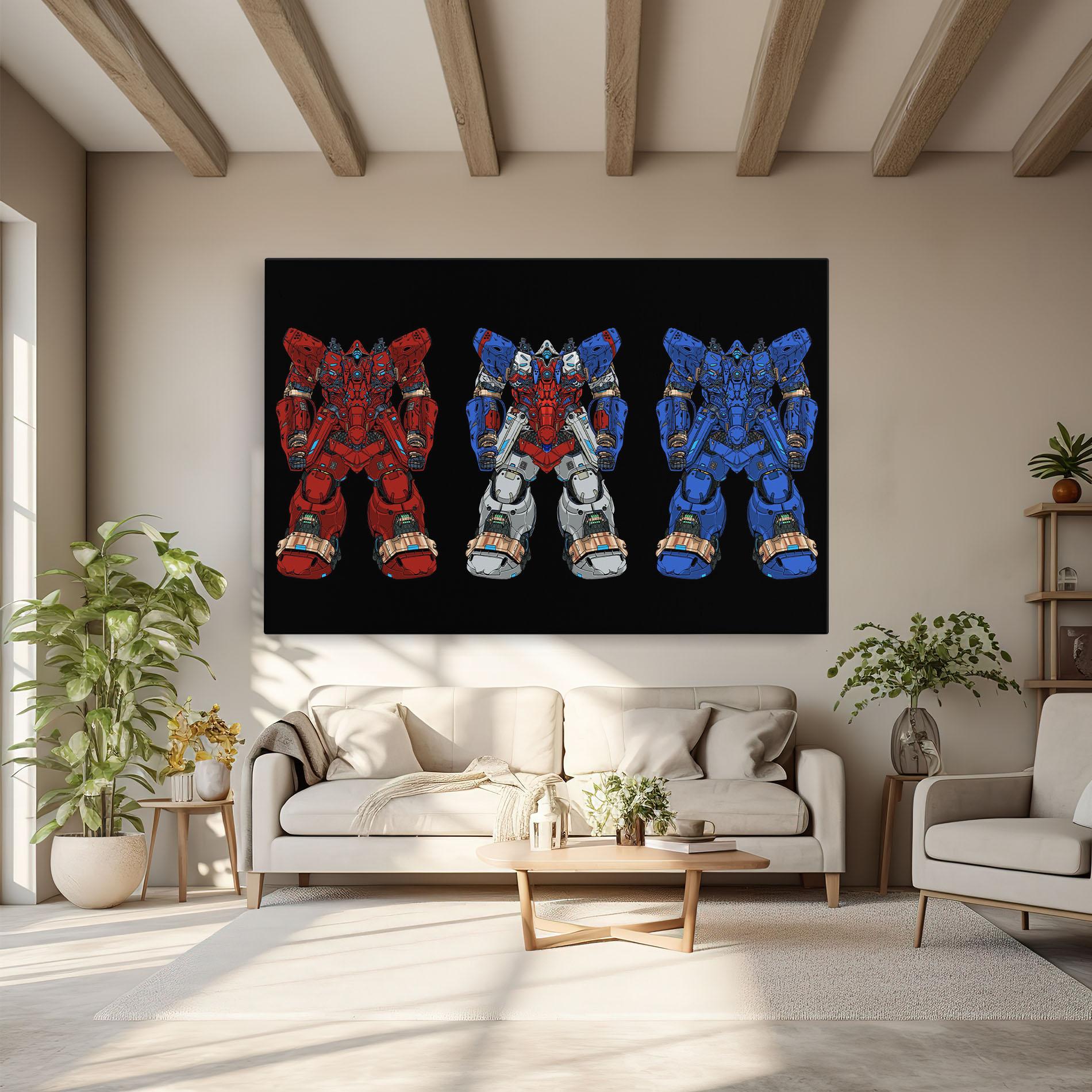 Leinwandbild Blue Red Robots mockup 6