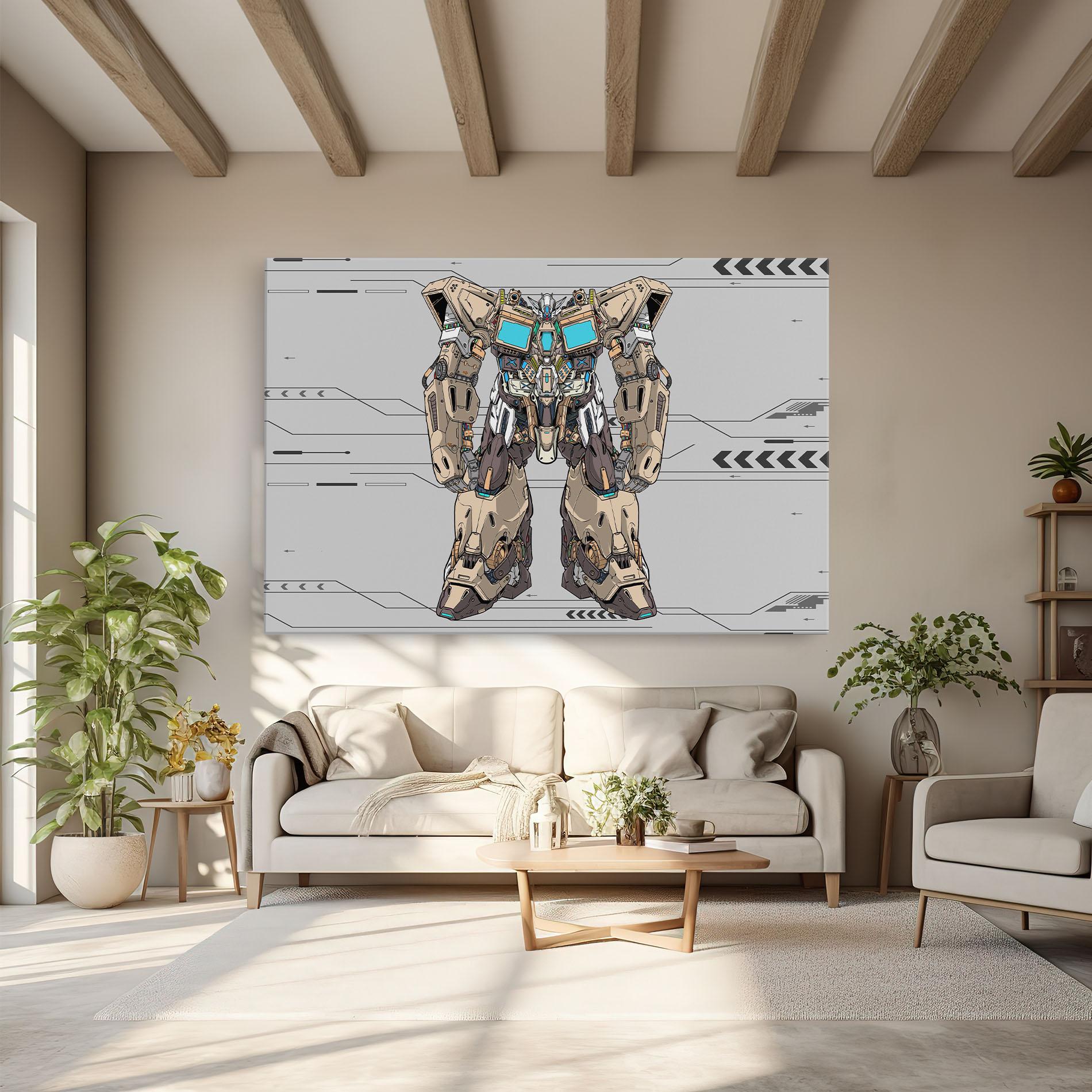 Leinwandbild Cream Blue Robot mockup 6