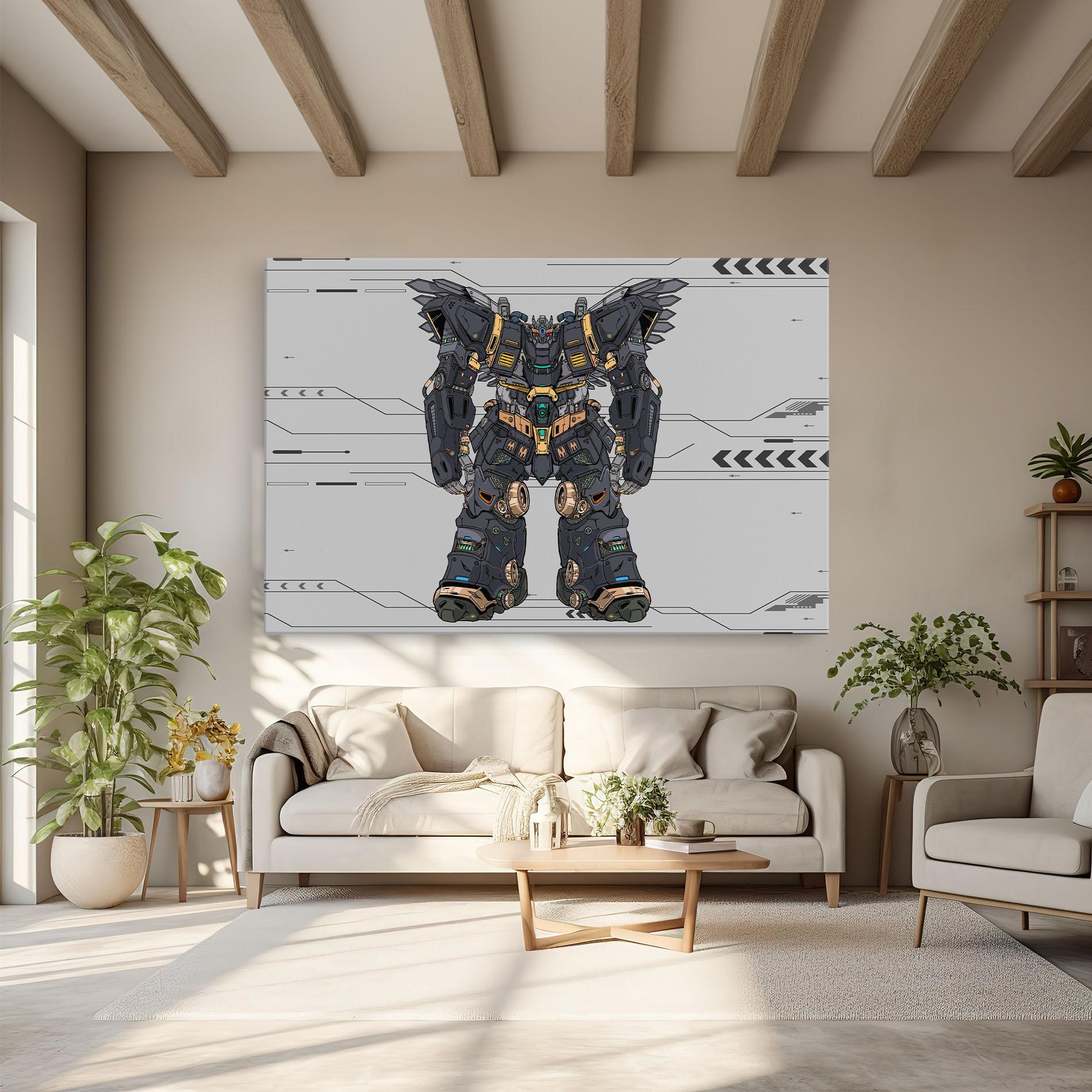 Leinwandbild Grey Yelloy Robot mockup 6