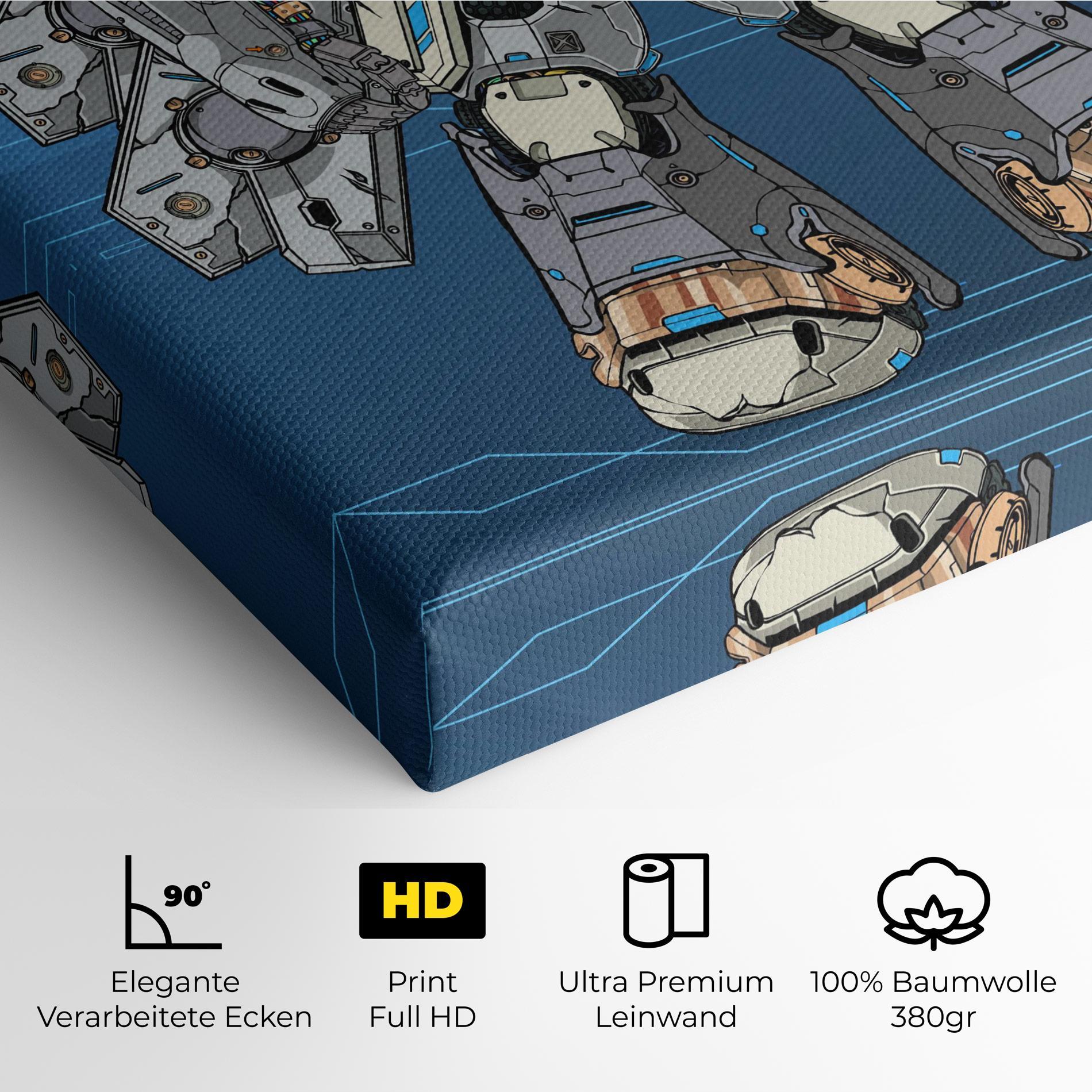 Leinwandbild Blue Grey Robot mockup 4