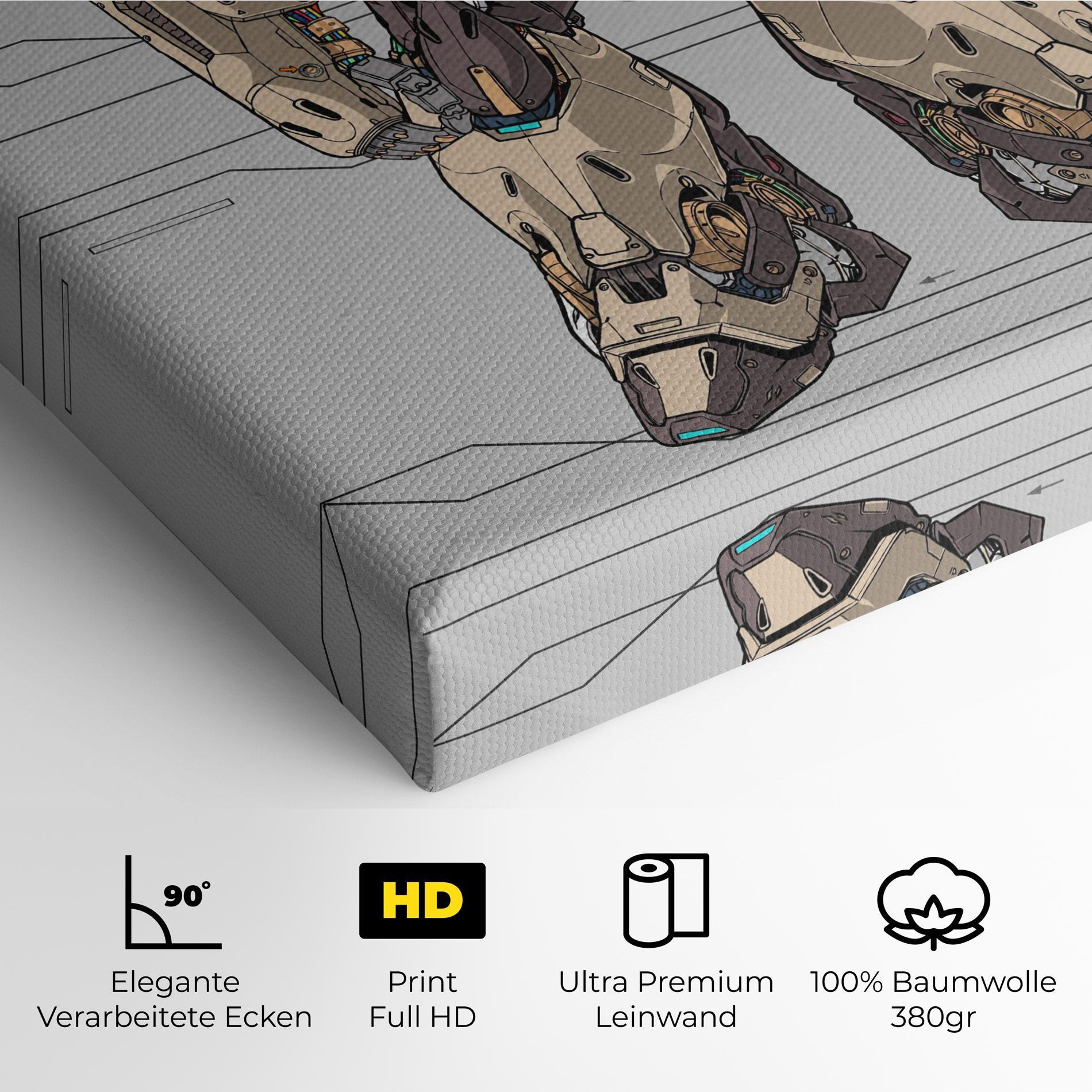 Leinwandbild Cream Blue Robot mockup 4