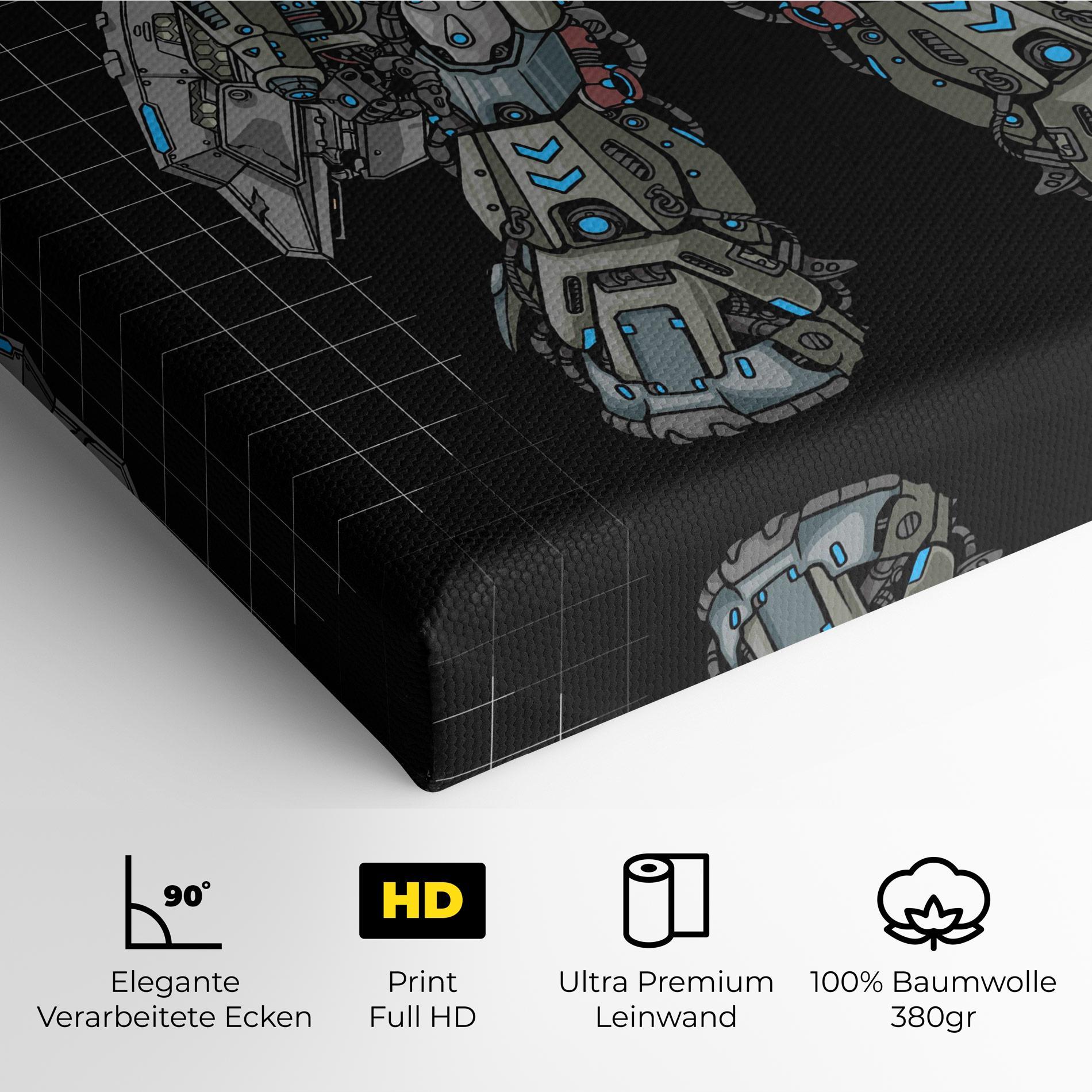 Leinwandbild Grey Blue Robot mockup 4