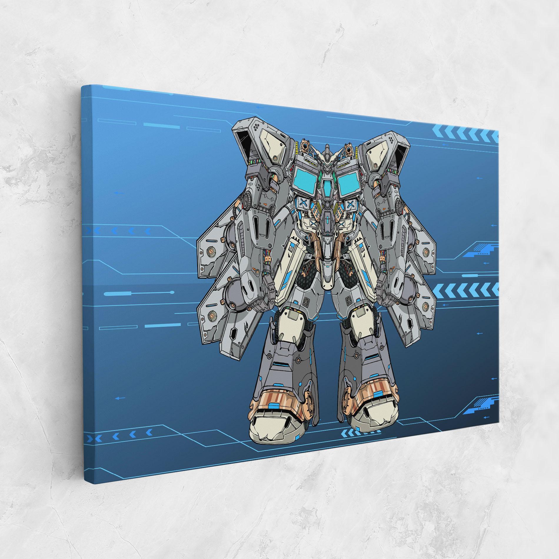 Leinwandbild Blue Grey Robot mockup 1