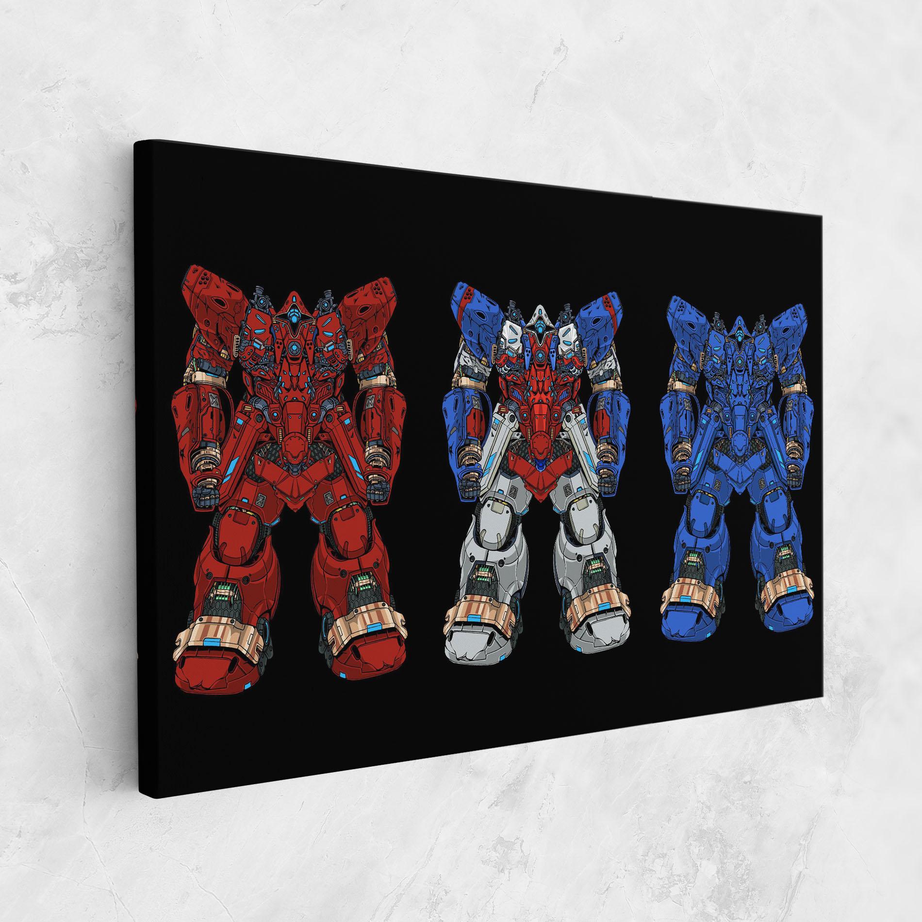 Leinwandbild Blue Red Robots mockup 1