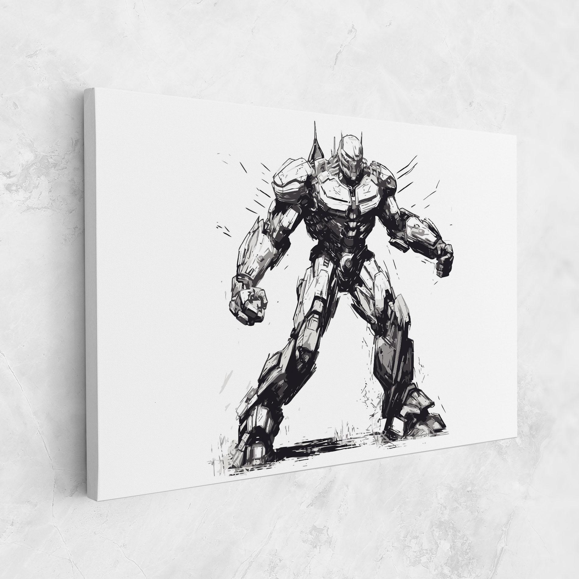 Leinwandbild Grey White Robot mockup 1
