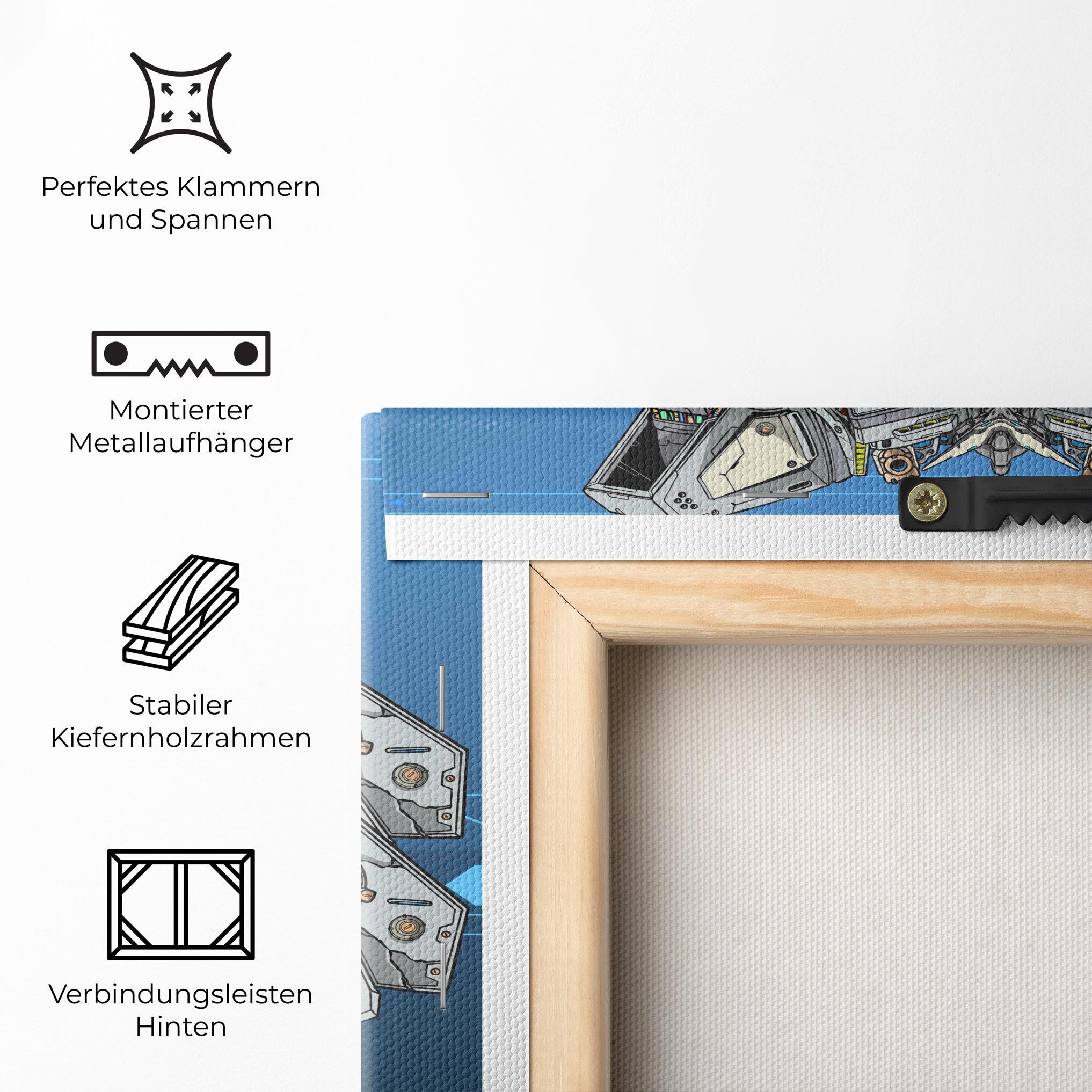 Leinwandbild Blue Grey Robot mockup 5